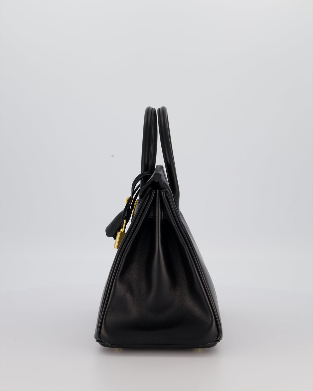 *RARE* Hermès Birkin 25 Retourne Bag in Noir Tadelakt Leather with Gold Hardware