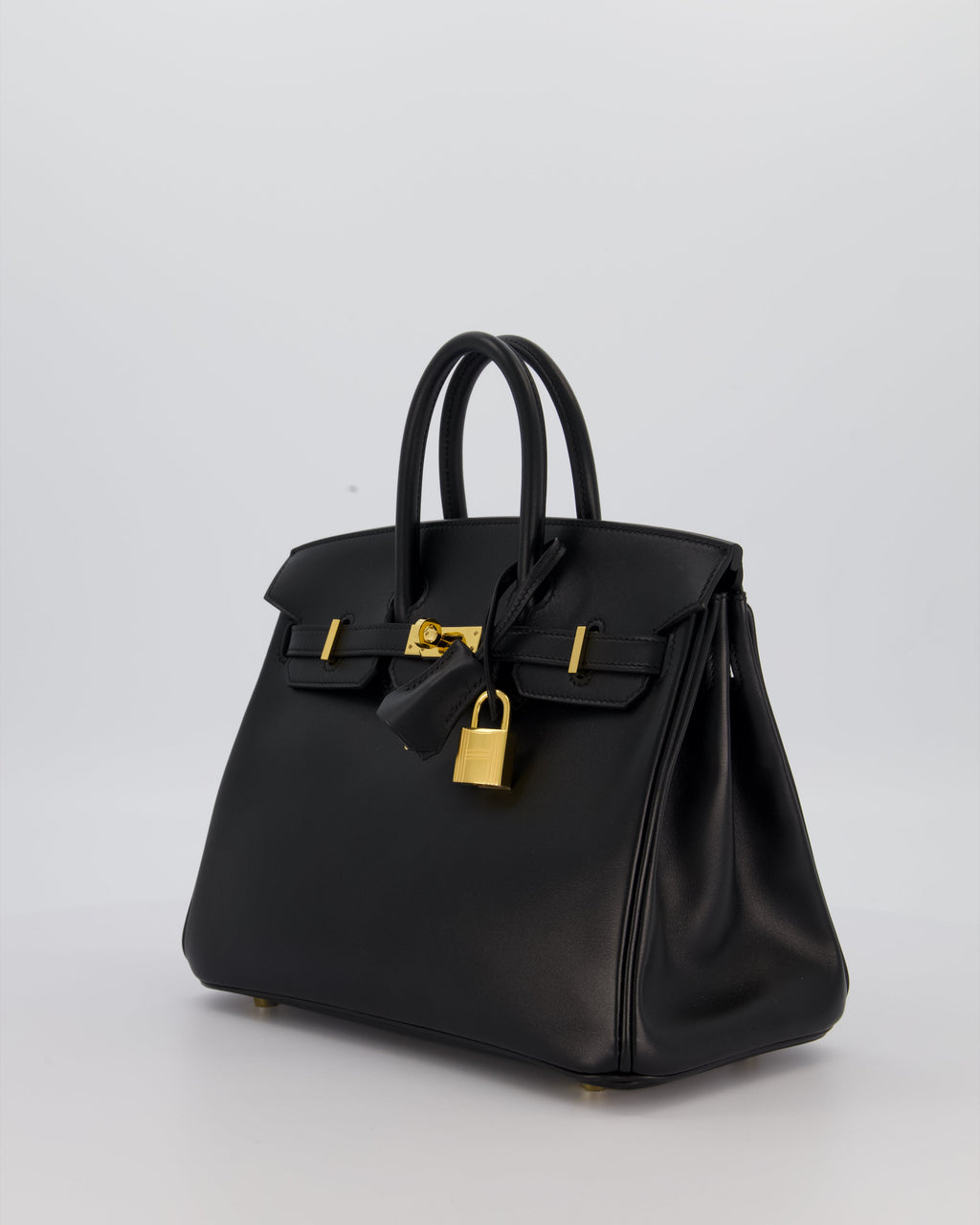 *RARE* Hermès Birkin 25 Retourne Bag in Noir Tadelakt Leather with Gold Hardware