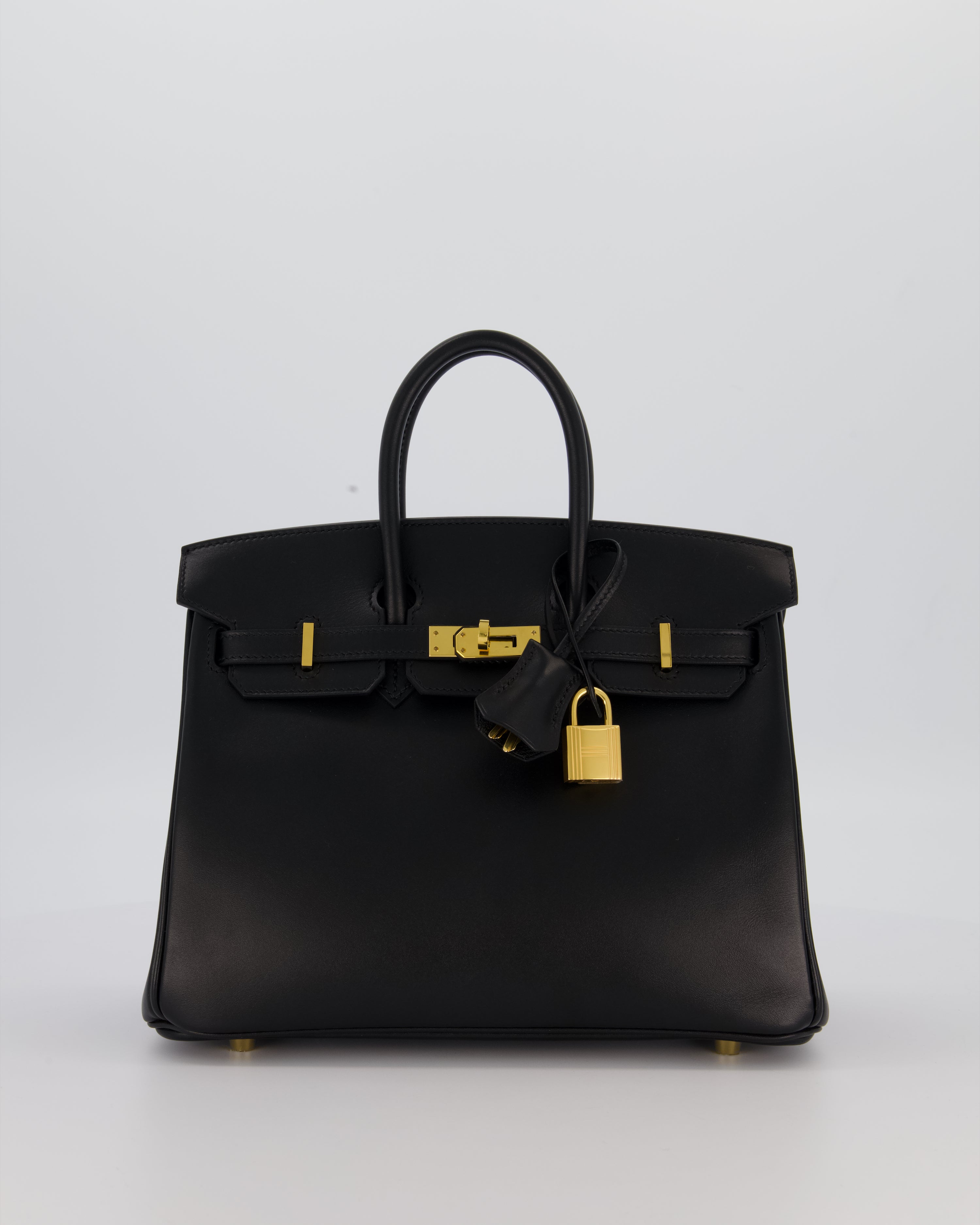 *RARE* Hermès Birkin 25 Retourne Bag in Noir Tadelakt Leather with Gold Hardware