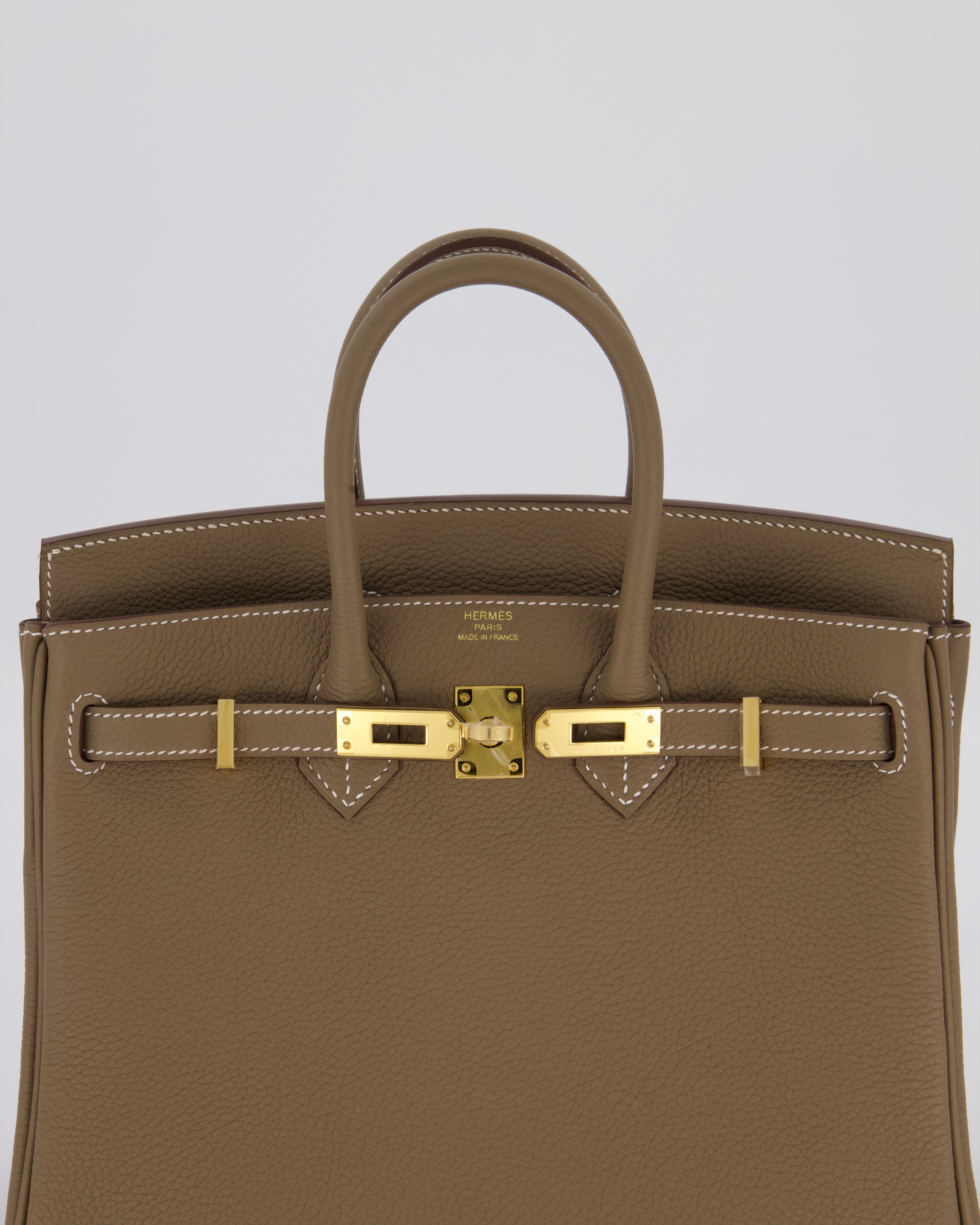 Hermès Birkin 25 Retourne Bag in Etoupe Togo Leather with Gold Hardware