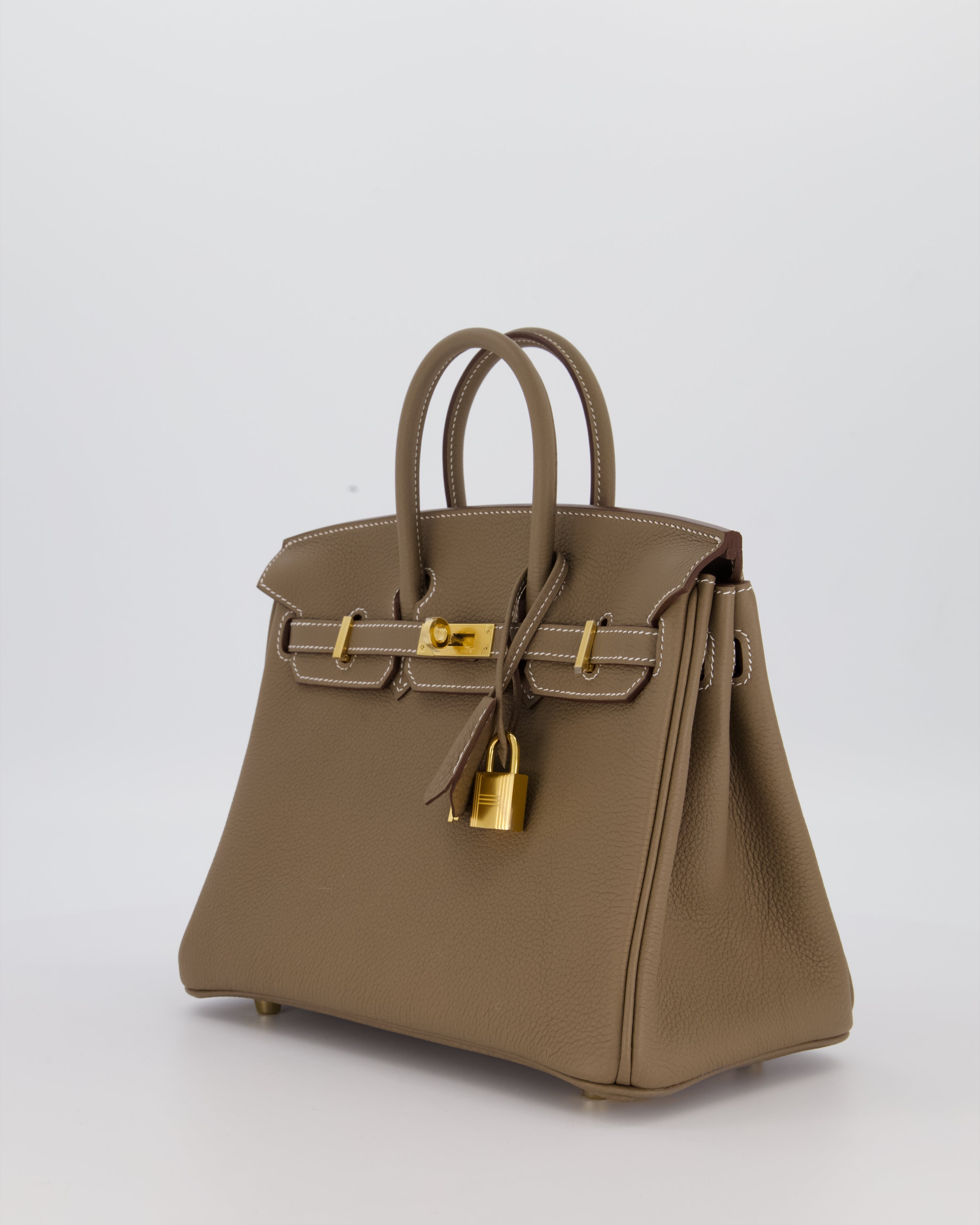 Hermès Birkin 25 Retourne Bag in Etoupe Togo Leather with Gold Hardware