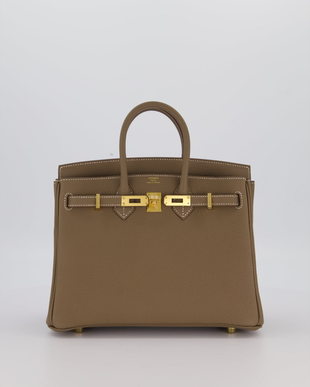 Hermès Birkin 25 Retourne Bag in Etoupe Togo Leather with Gold Hardware