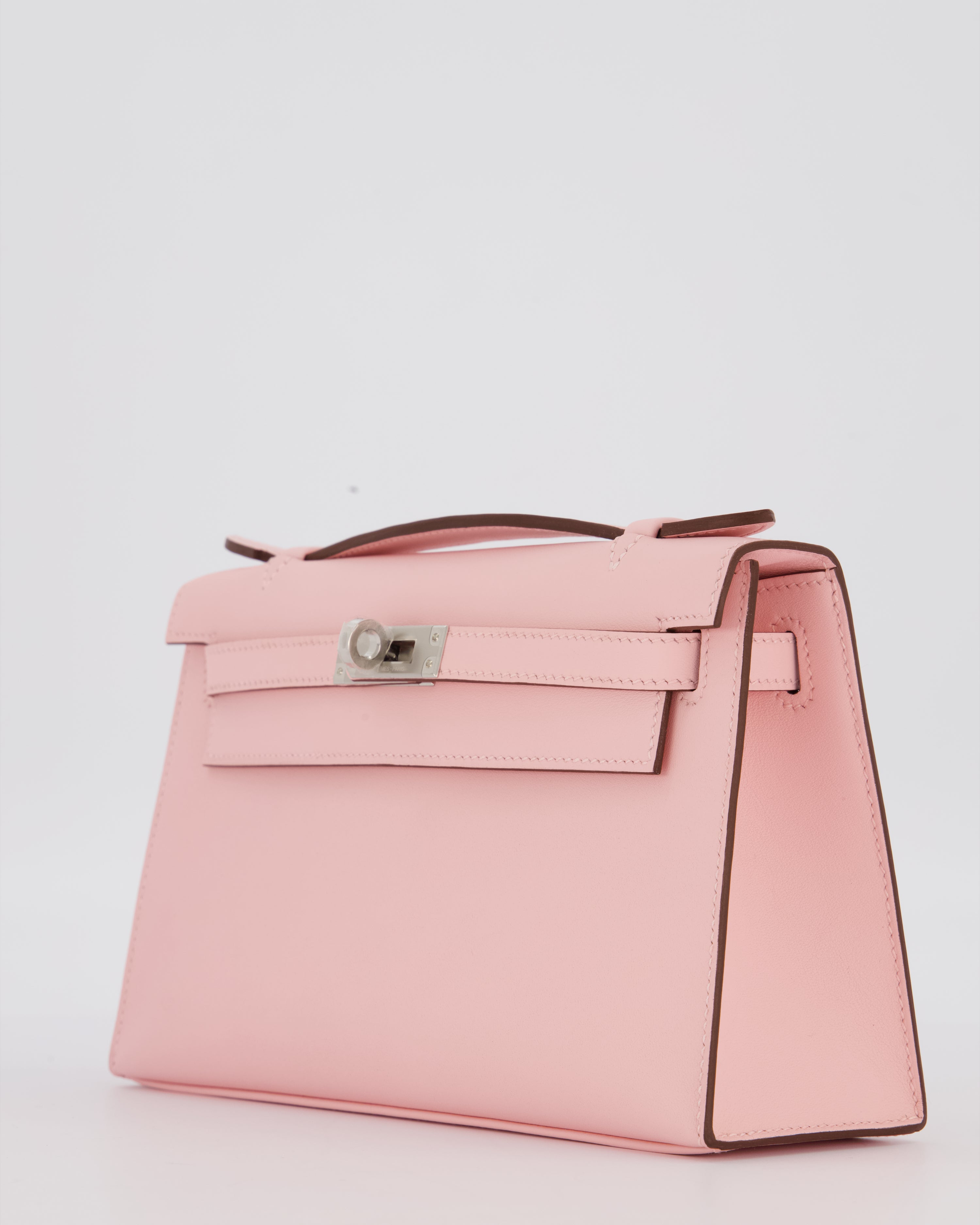 *HOT COLOUR* Hermès Mini Kelly Pochette Bag in Rose Sakura Swift Leather with Palladium Hardware