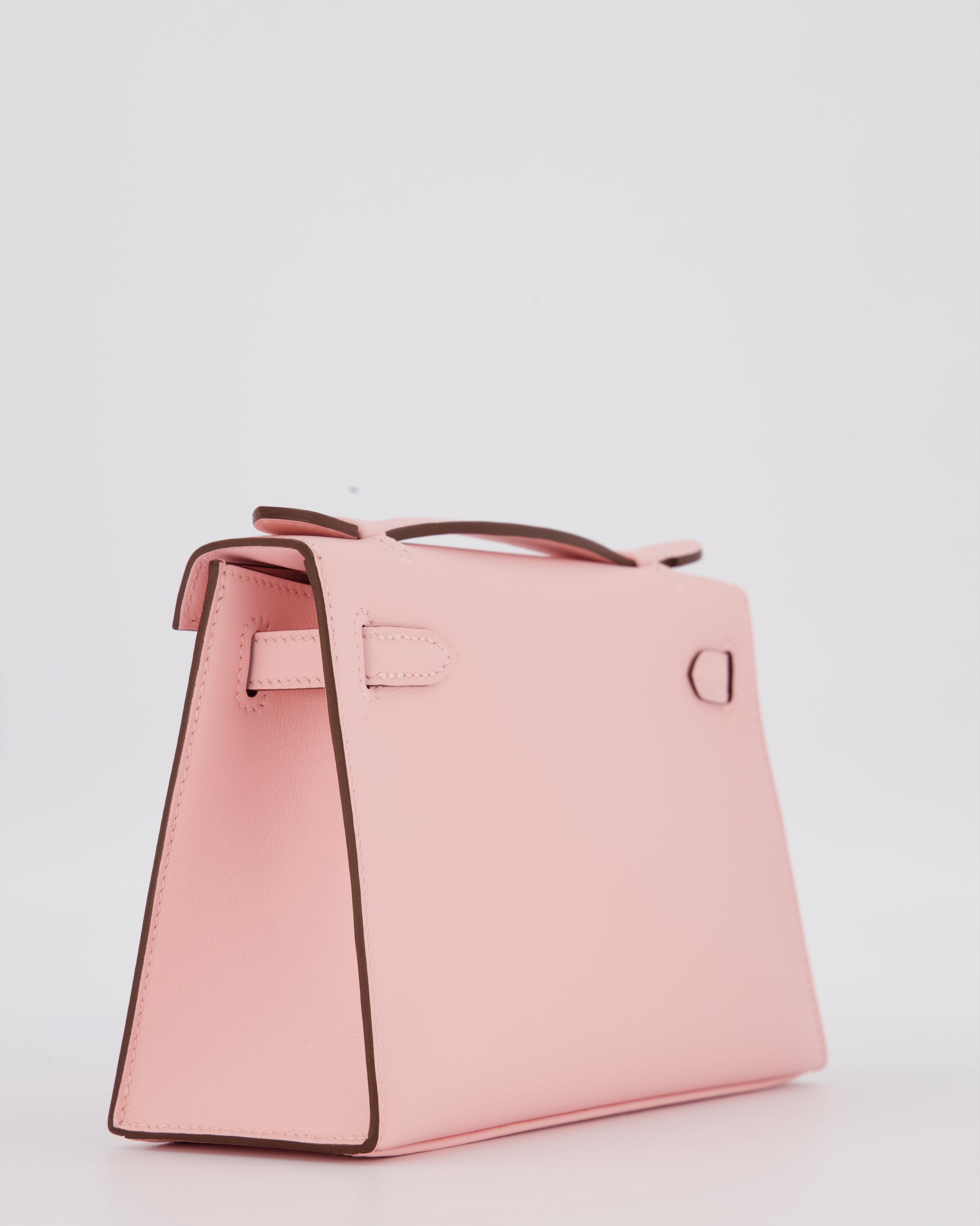 *HOT COLOUR* Hermès Mini Kelly Pochette Bag in Rose Sakura Swift Leather with Palladium Hardware