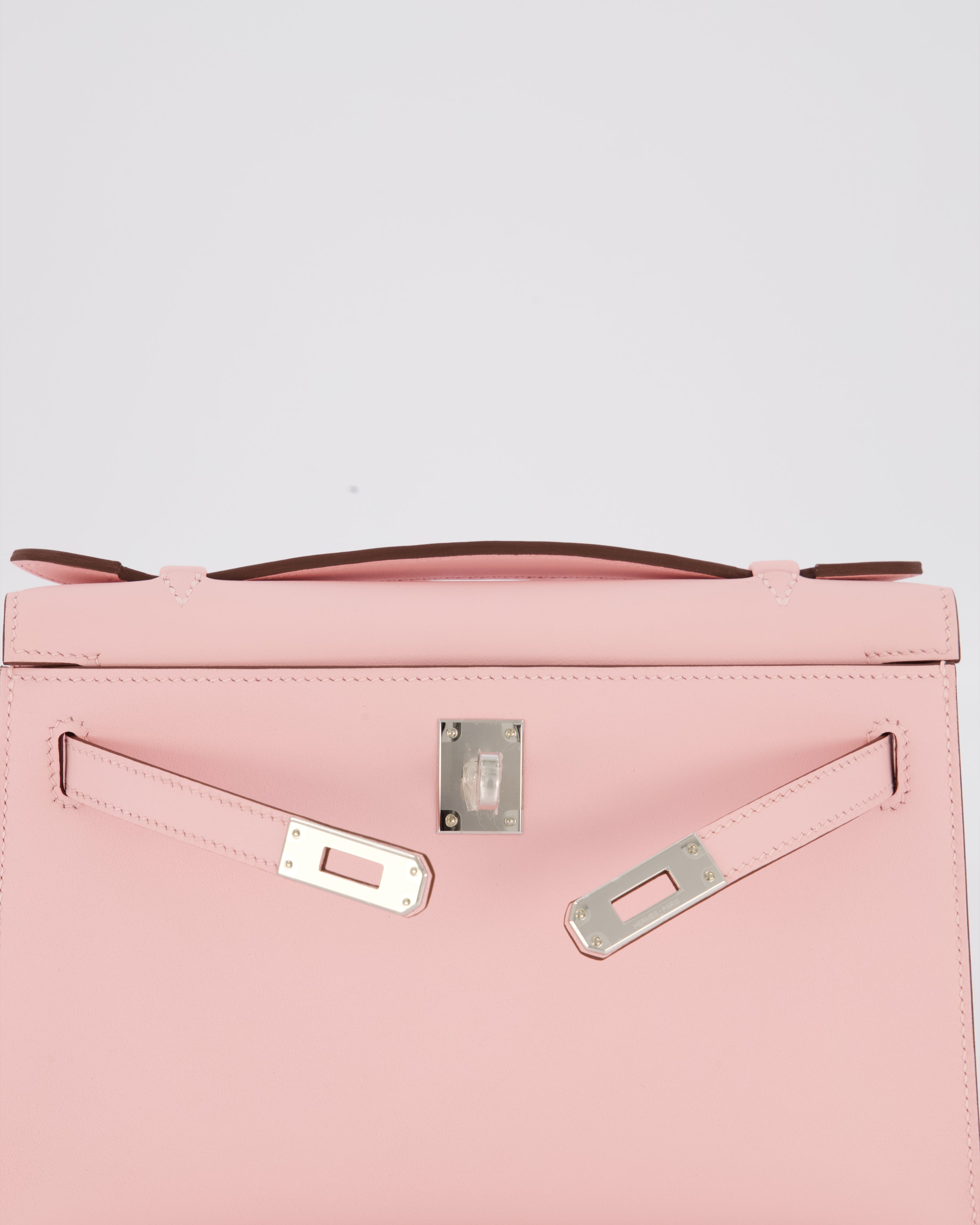 *HOT COLOUR* Hermès Mini Kelly Pochette Bag in Rose Sakura Swift Leather with Palladium Hardware