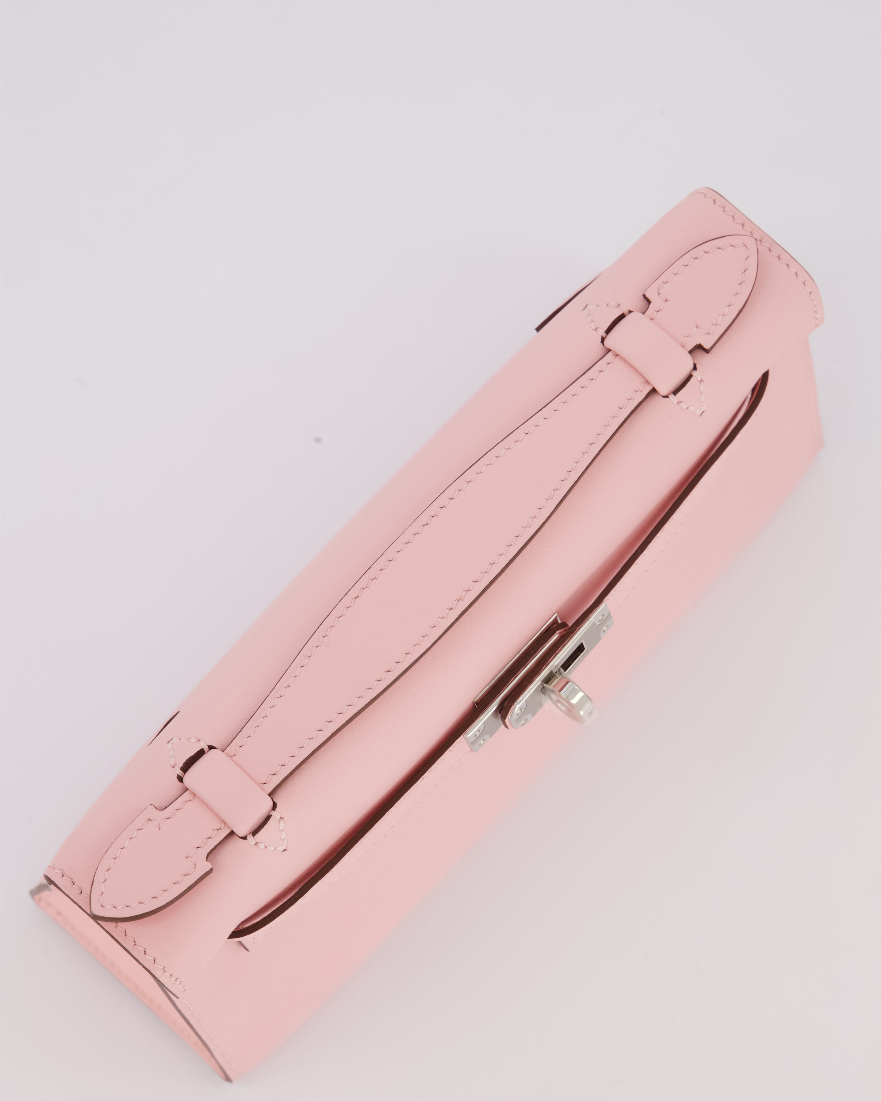 *HOT COLOUR* Hermès Mini Kelly Pochette Bag in Rose Sakura Swift Leather with Palladium Hardware