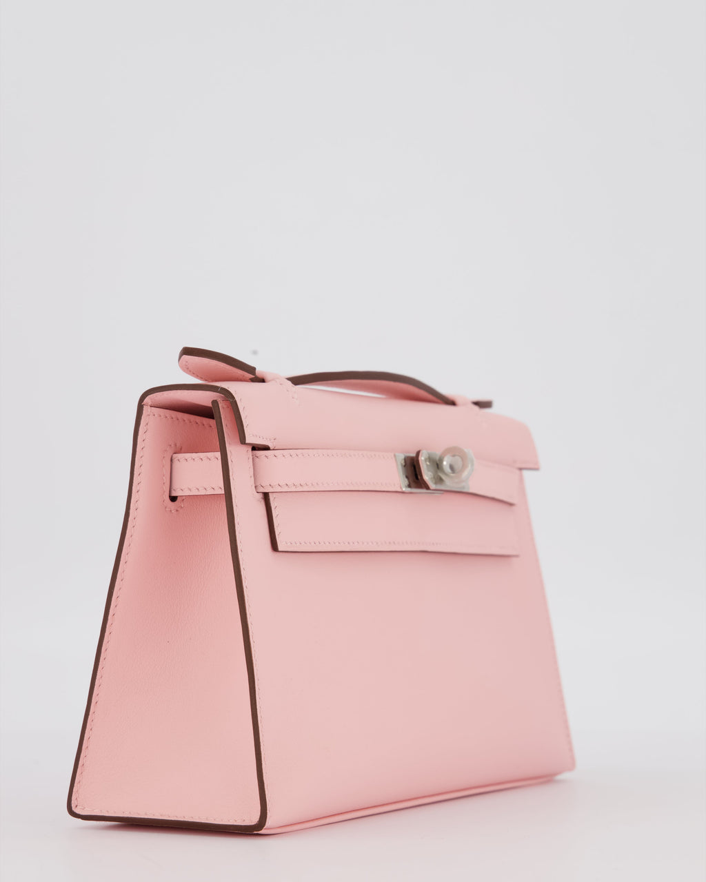 *HOT COLOUR* Hermès Mini Kelly Pochette Bag in Rose Sakura Swift Leather with Palladium Hardware
