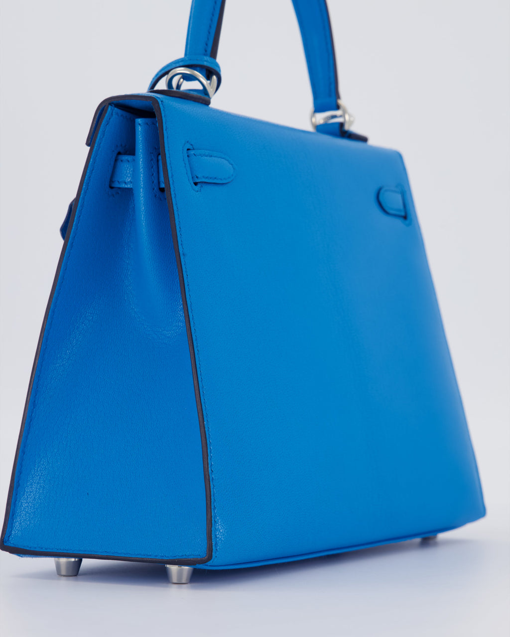 Hermès Kelly 25 Sellier Bag in Blue Frida Chévre Chamkila Leather with Palladium Hardware