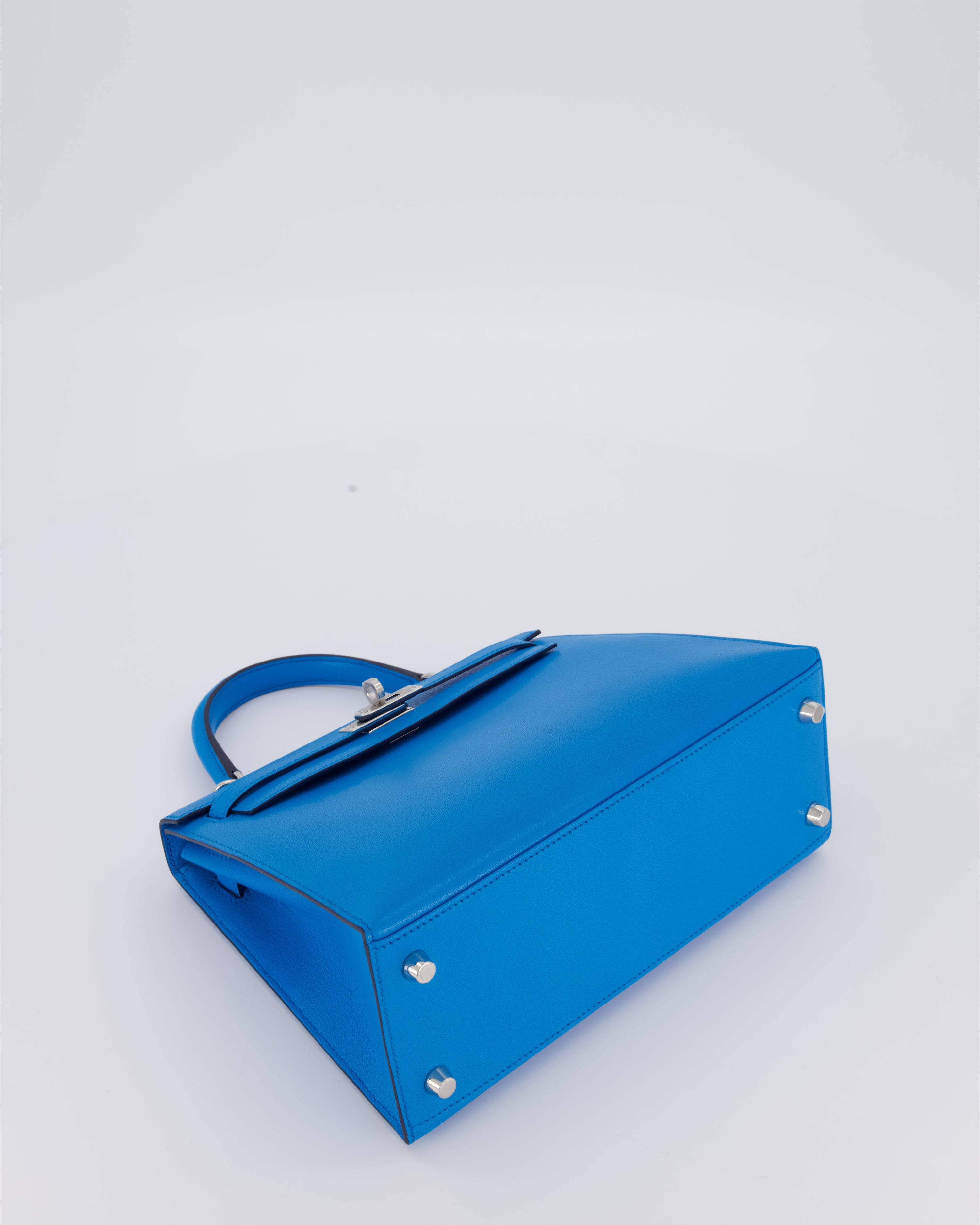 Hermès Kelly 25 Sellier Bag in Blue Frida Chévre Chamkila Leather with Palladium Hardware