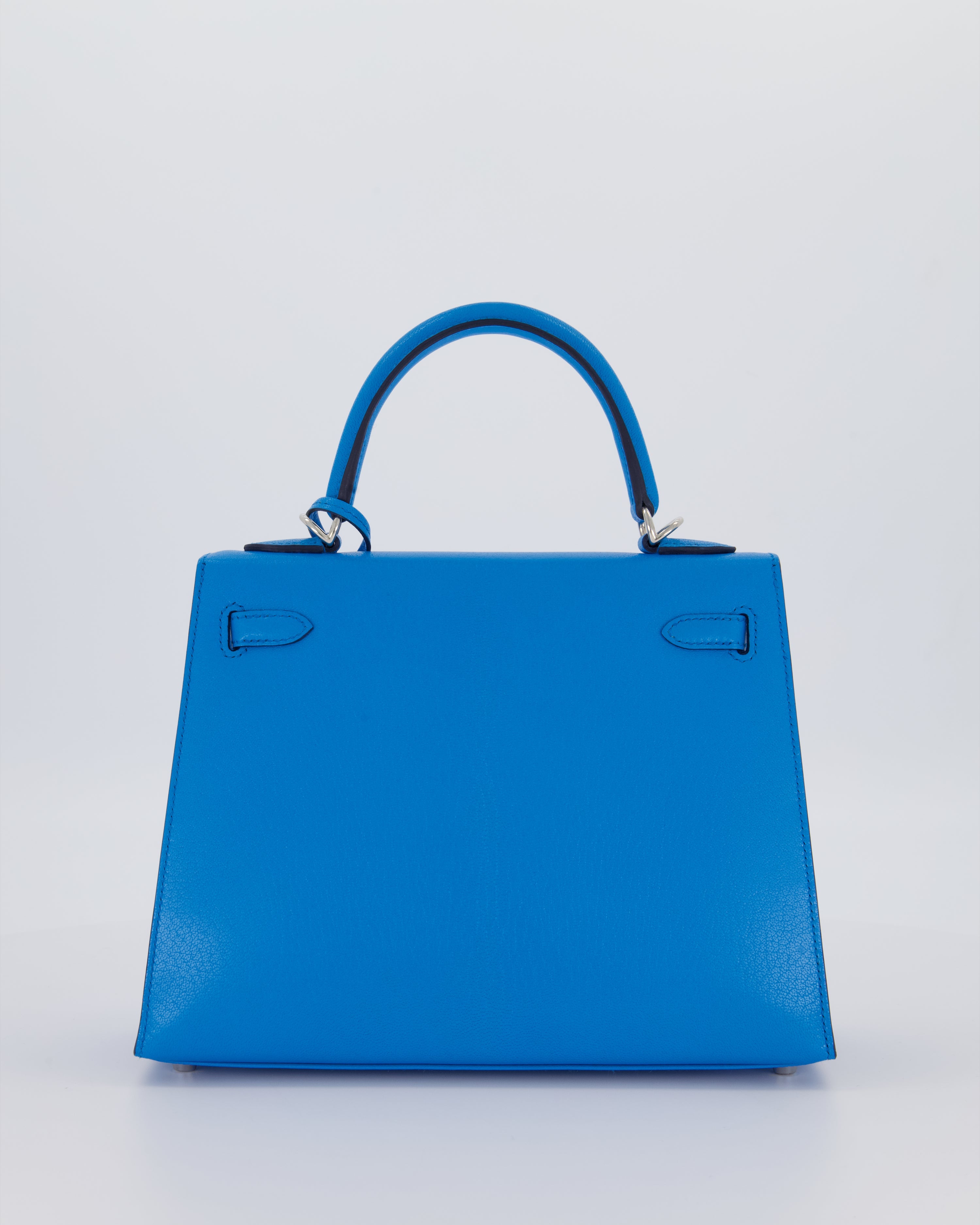 Hermès Kelly 25 Sellier Bag in Blue Frida Chévre Chamkila Leather with Palladium Hardware