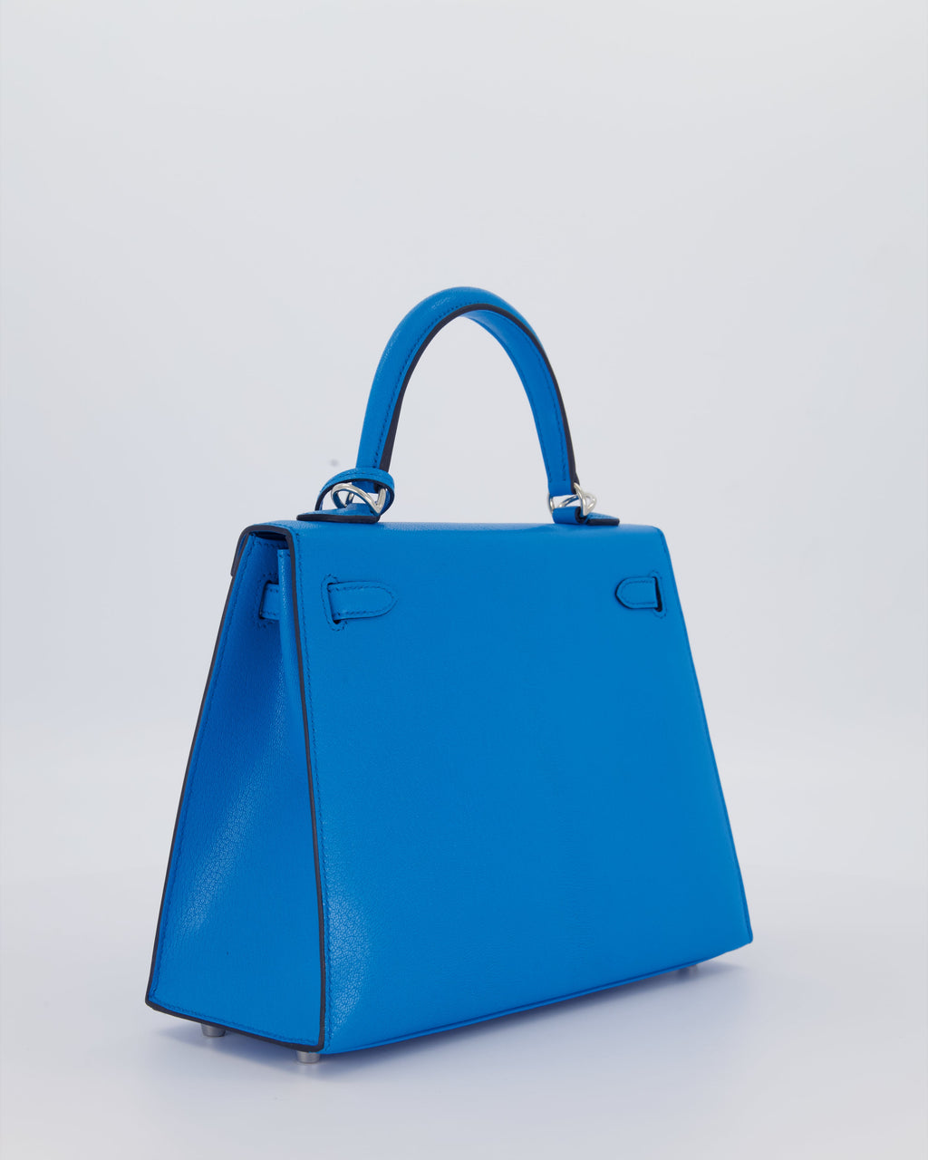 Hermès Kelly 25 Sellier Bag in Blue Frida Chévre Chamkila Leather with Palladium Hardware