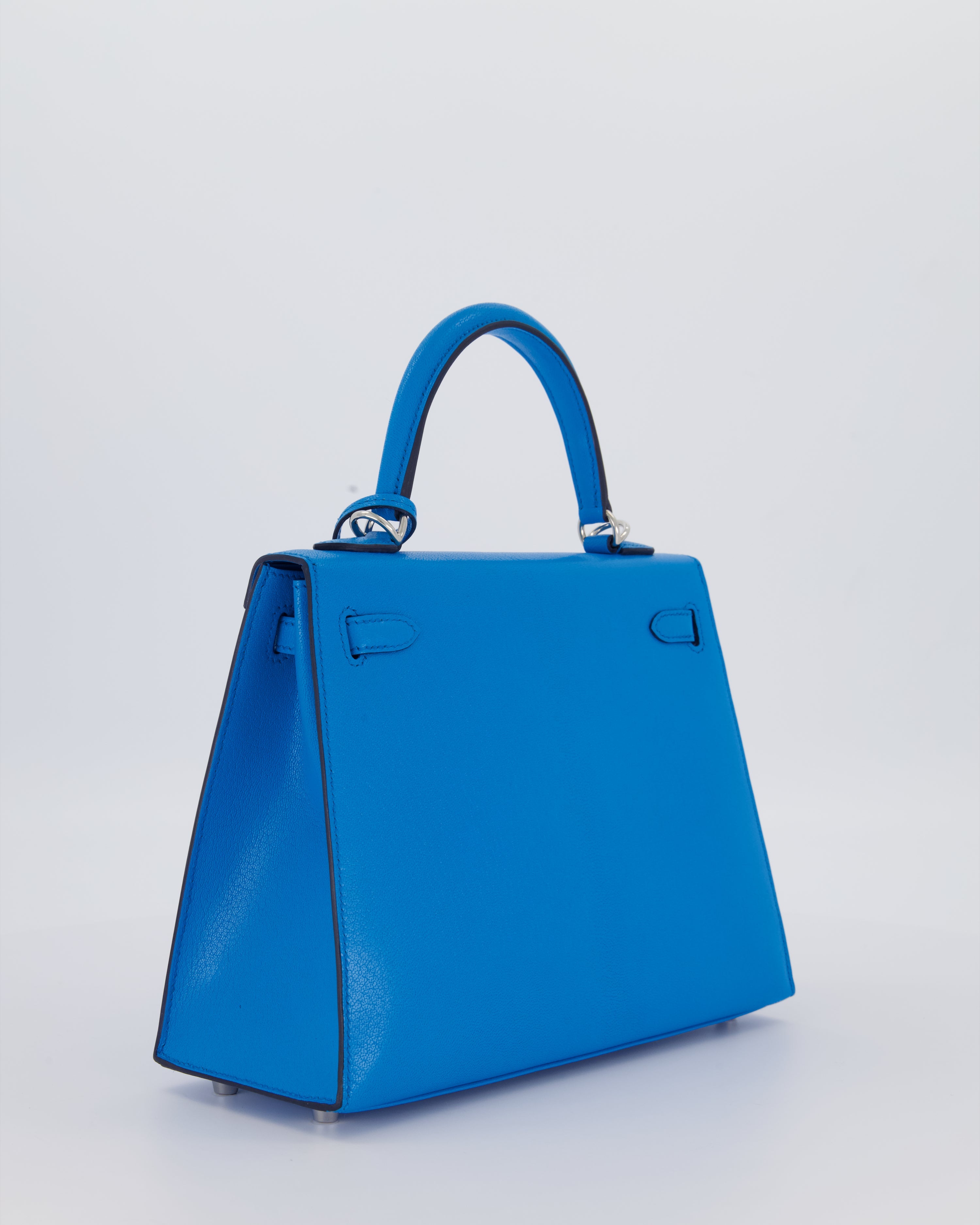 Hermès Kelly 25 Sellier Bag in Blue Frida Chévre Chamkila Leather with Palladium Hardware