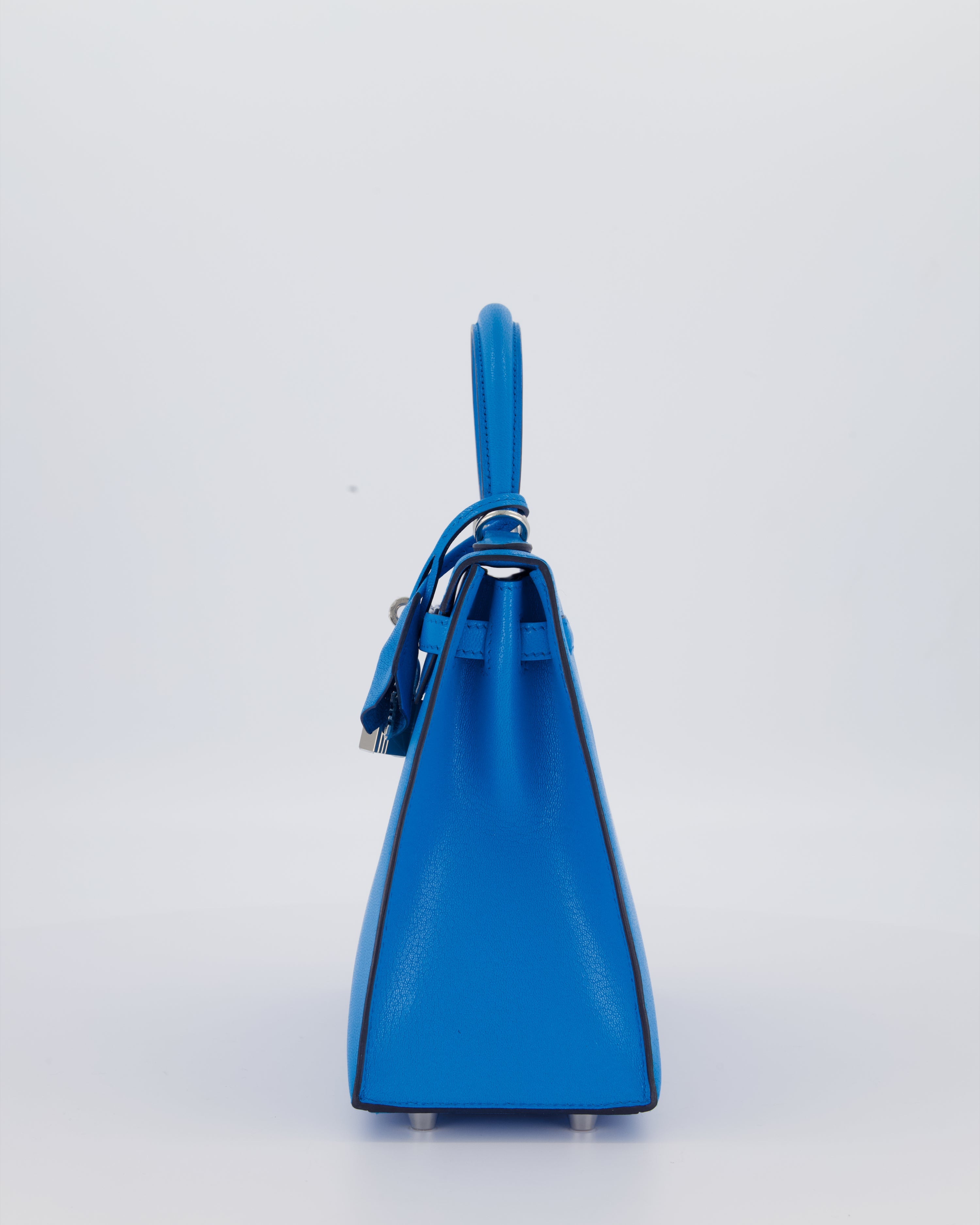 Hermès Kelly 25 Sellier Bag in Blue Frida Chévre Chamkila Leather with Palladium Hardware