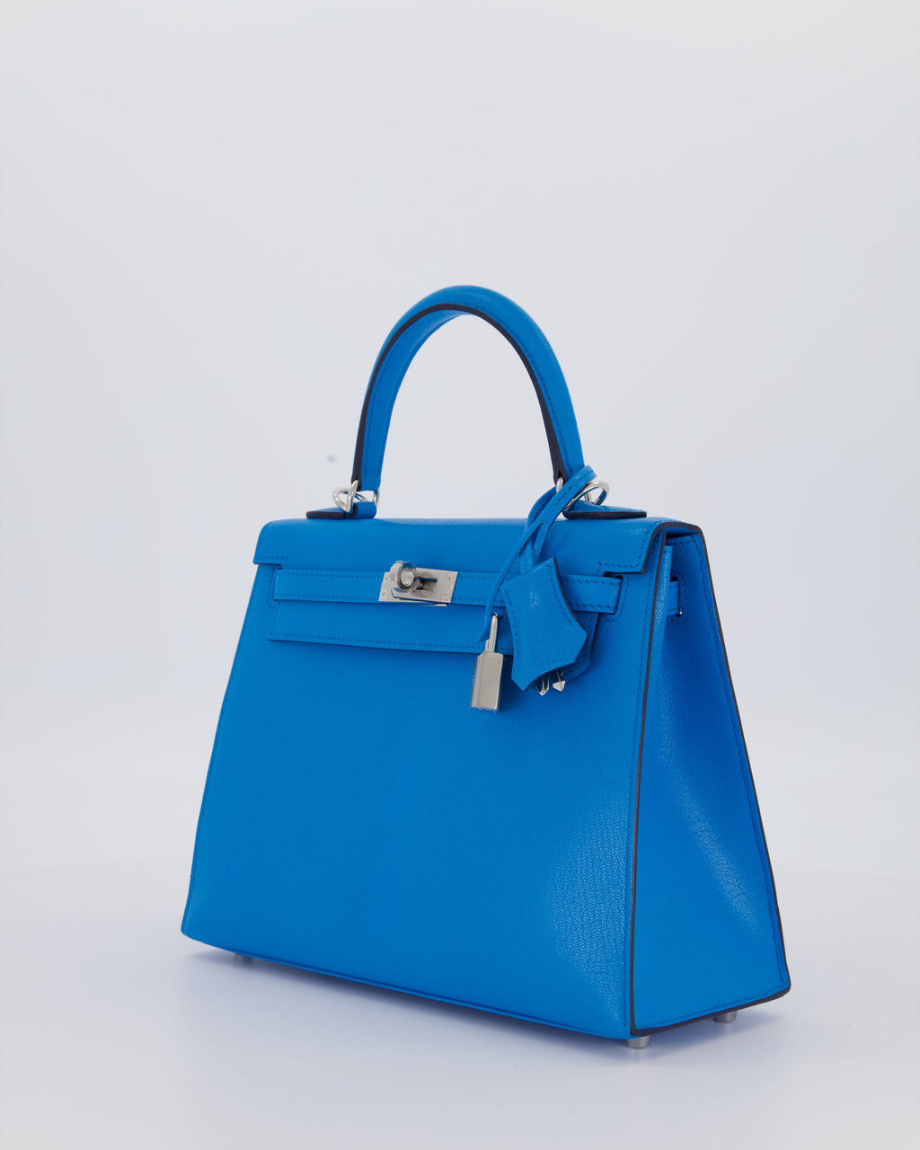 Hermès Kelly 25 Sellier Bag in Blue Frida Chévre Chamkila Leather with Palladium Hardware