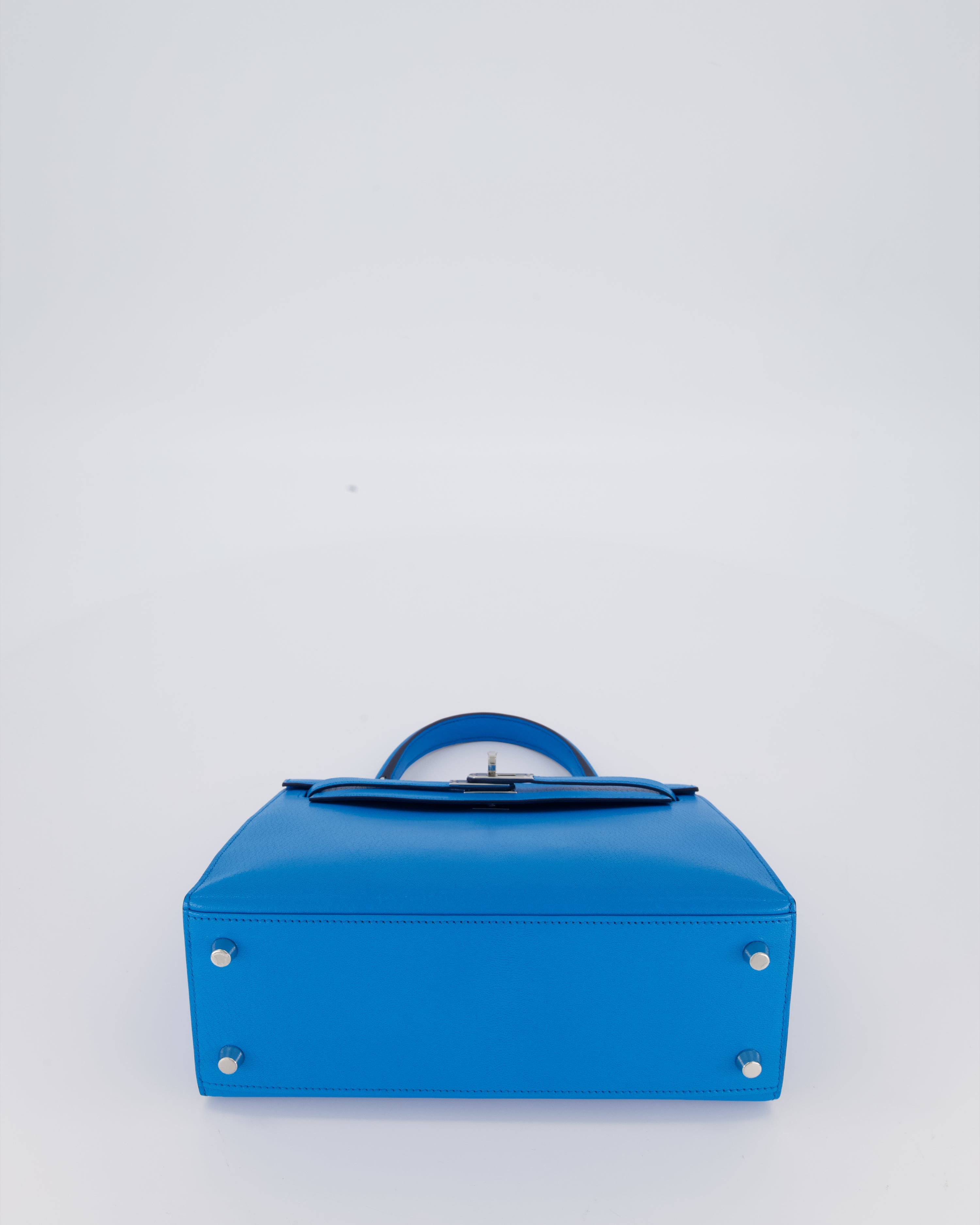 Hermès Kelly 25 Sellier Bag in Blue Frida Chévre Chamkila Leather with Palladium Hardware