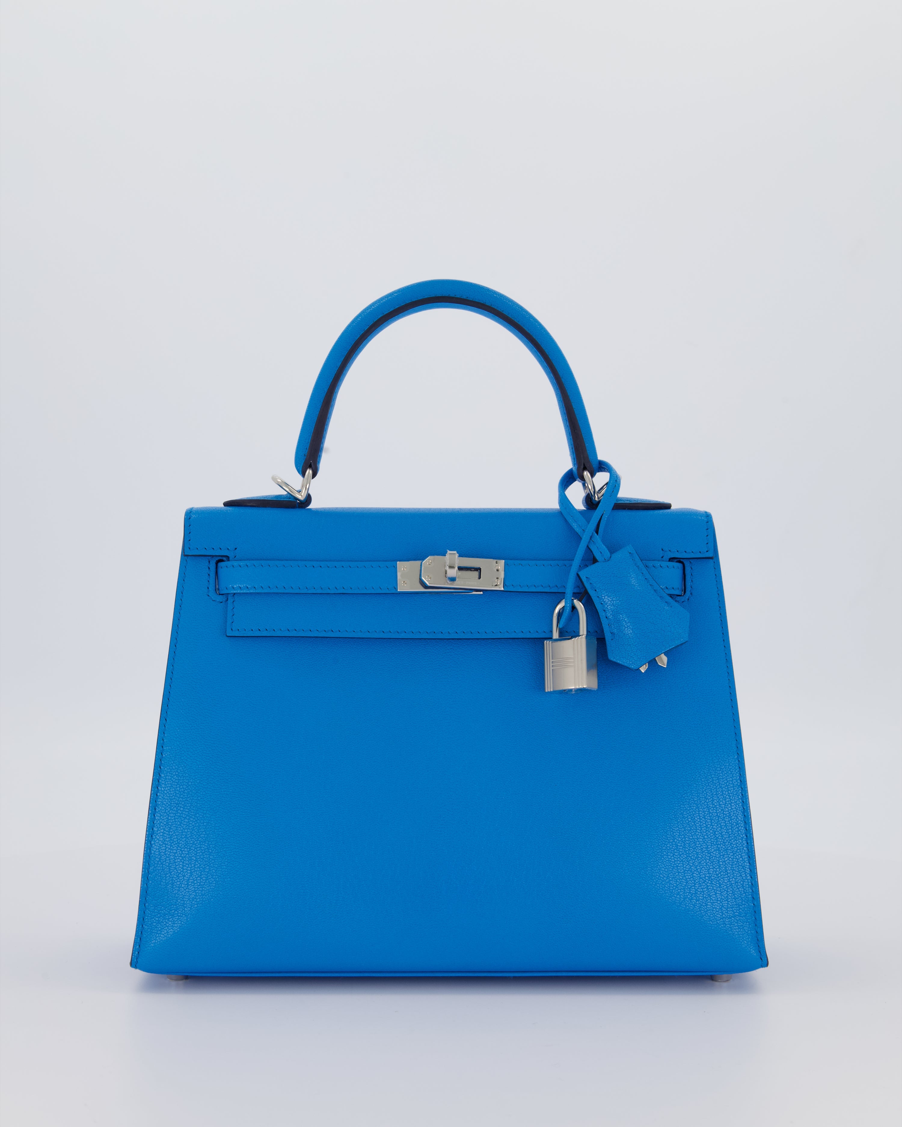 Hermès Kelly 25 Sellier Bag in Blue Frida Chévre Chamkila Leather with Palladium Hardware