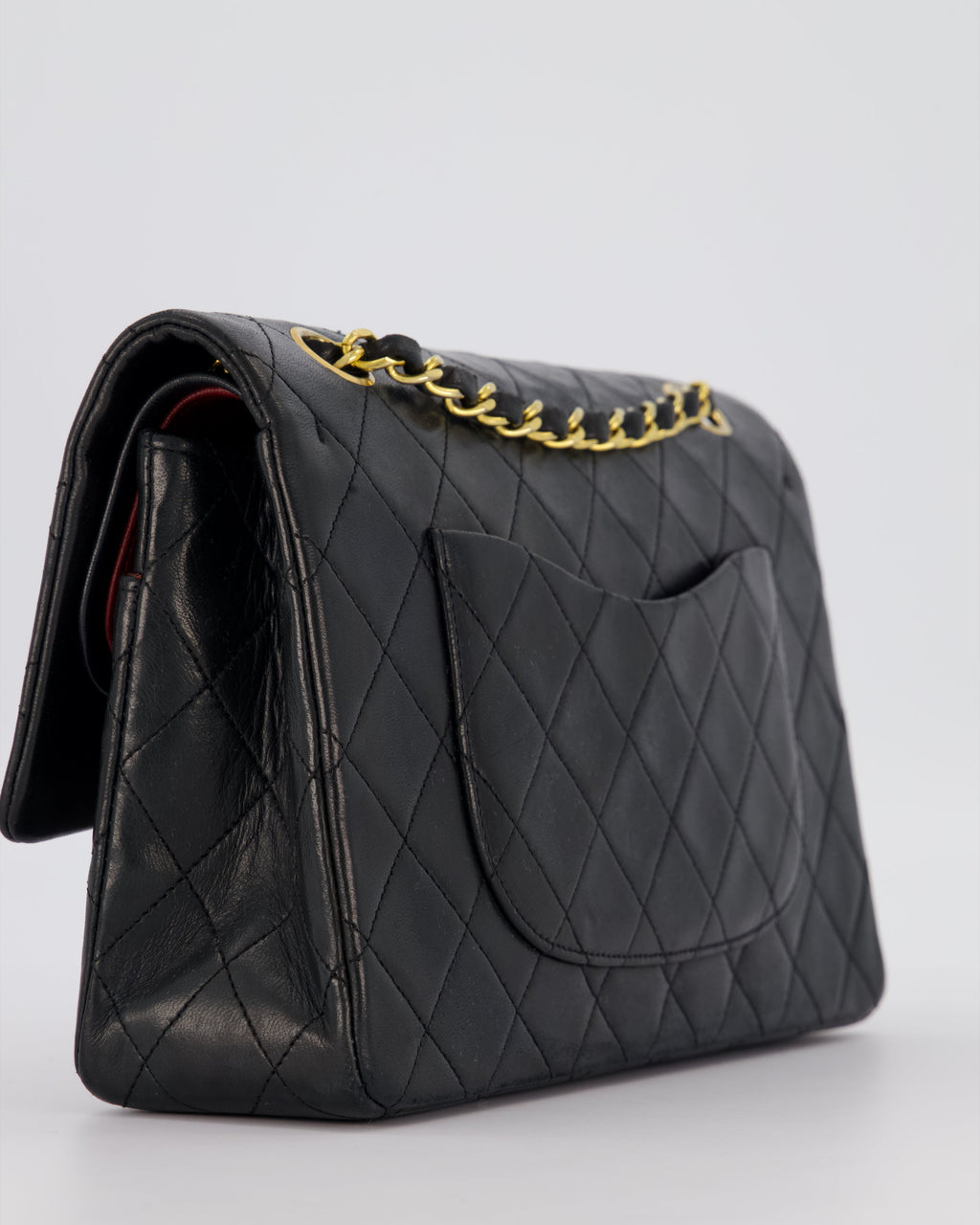 Chanel Vintage Black Medium Classic Double Flap Bag in Lambskin Leather with 24K Gold Hardware