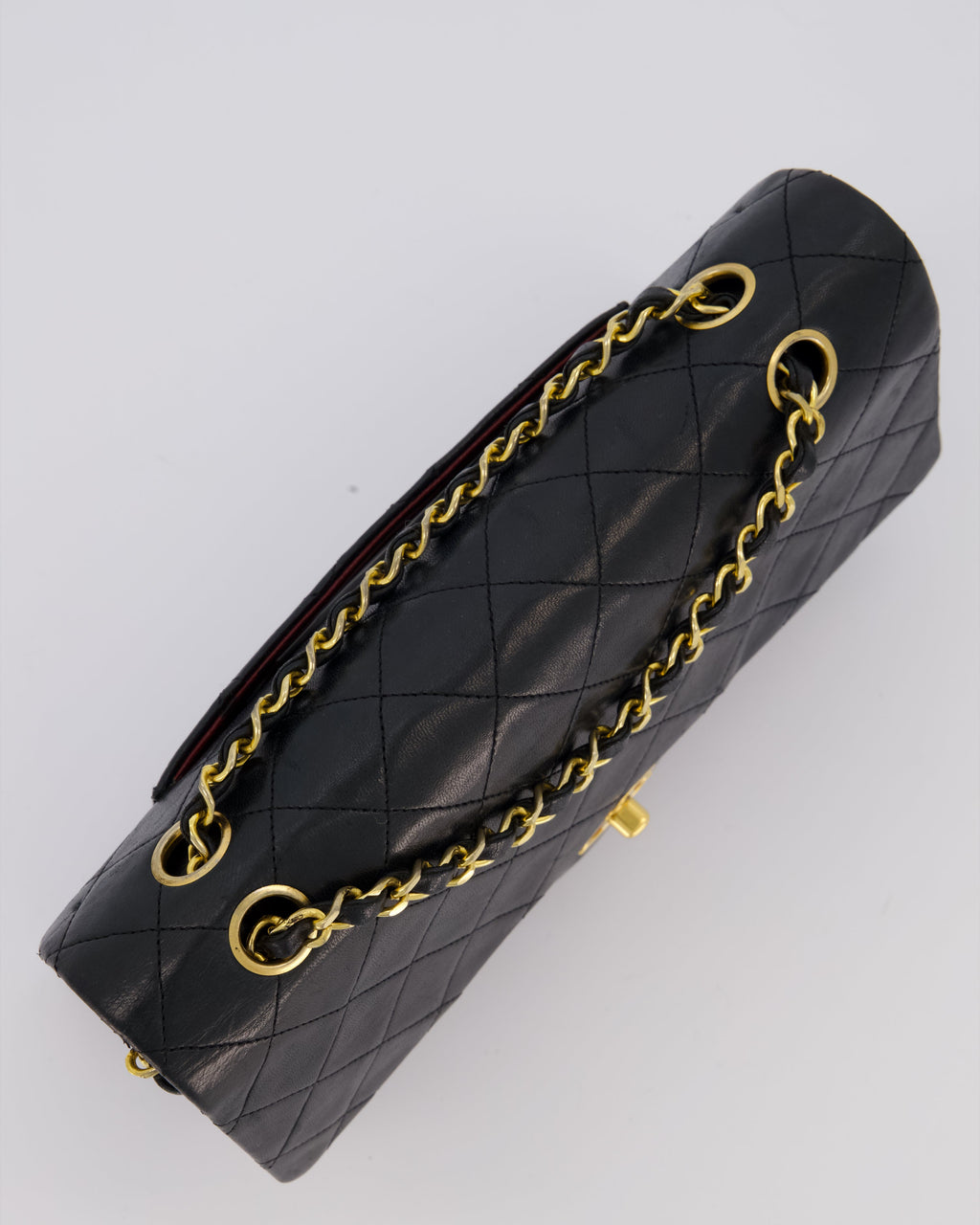 Chanel Vintage Black Medium Classic Double Flap Bag in Lambskin Leather with 24K Gold Hardware