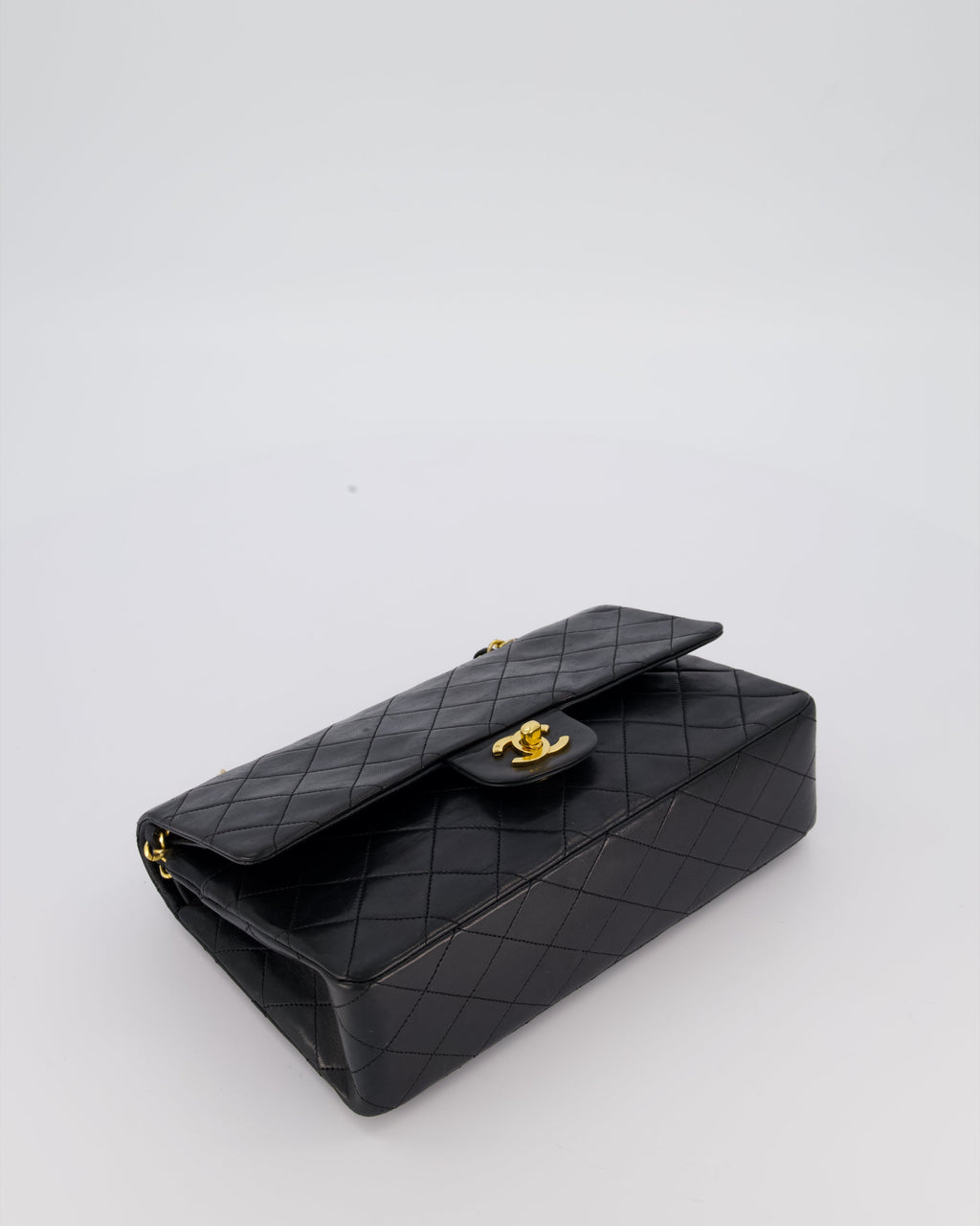 Chanel Vintage Black Medium Classic Double Flap Bag in Lambskin Leather with 24K Gold Hardware