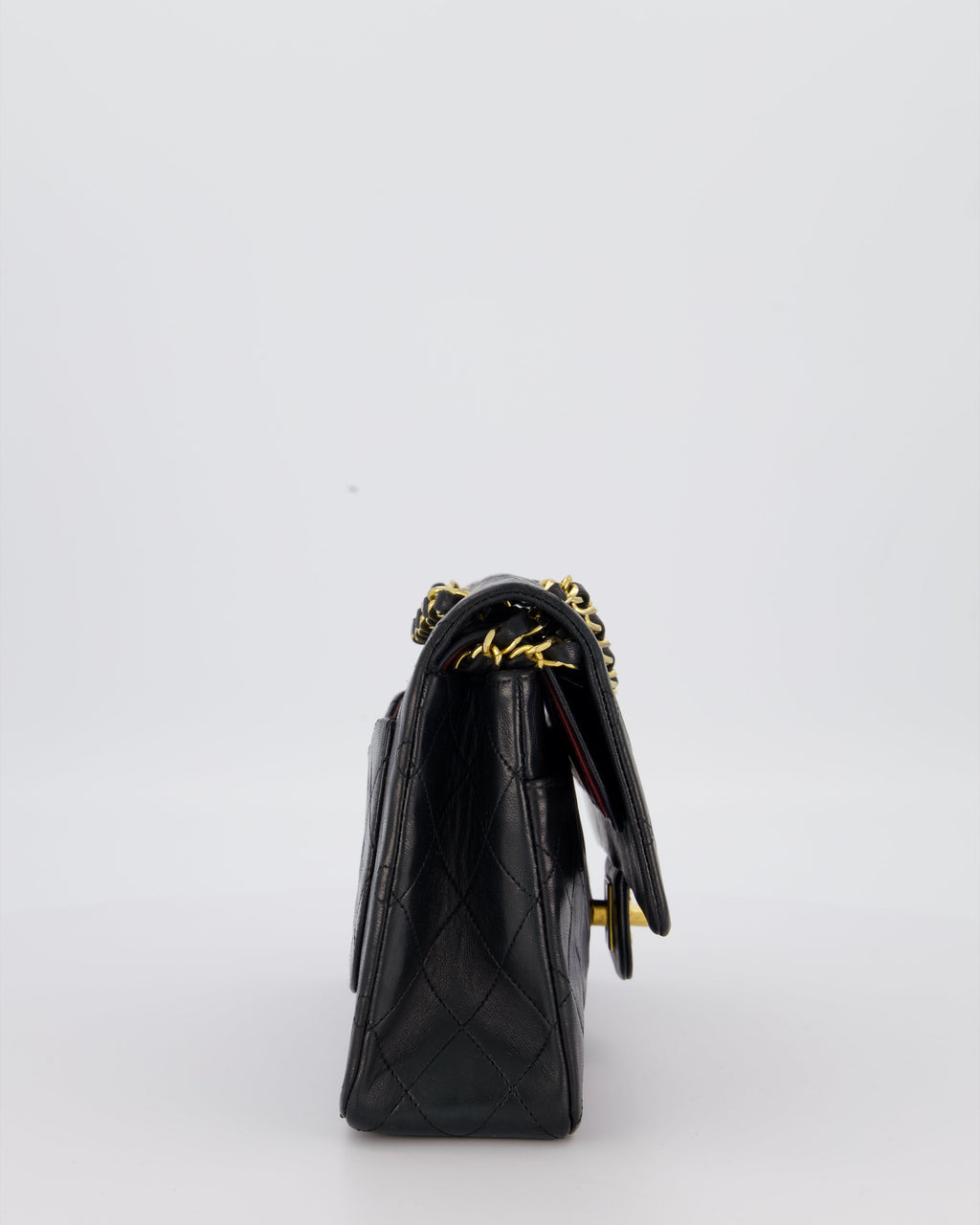 Chanel Vintage Black Medium Classic Double Flap Bag in Lambskin Leather with 24K Gold Hardware