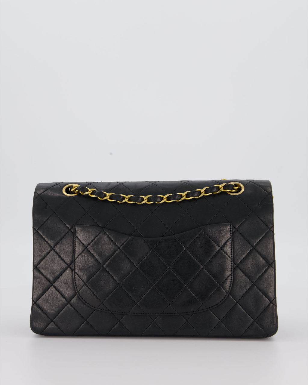 Chanel Vintage Black Medium Classic Double Flap Bag in Lambskin Leather with 24K Gold Hardware