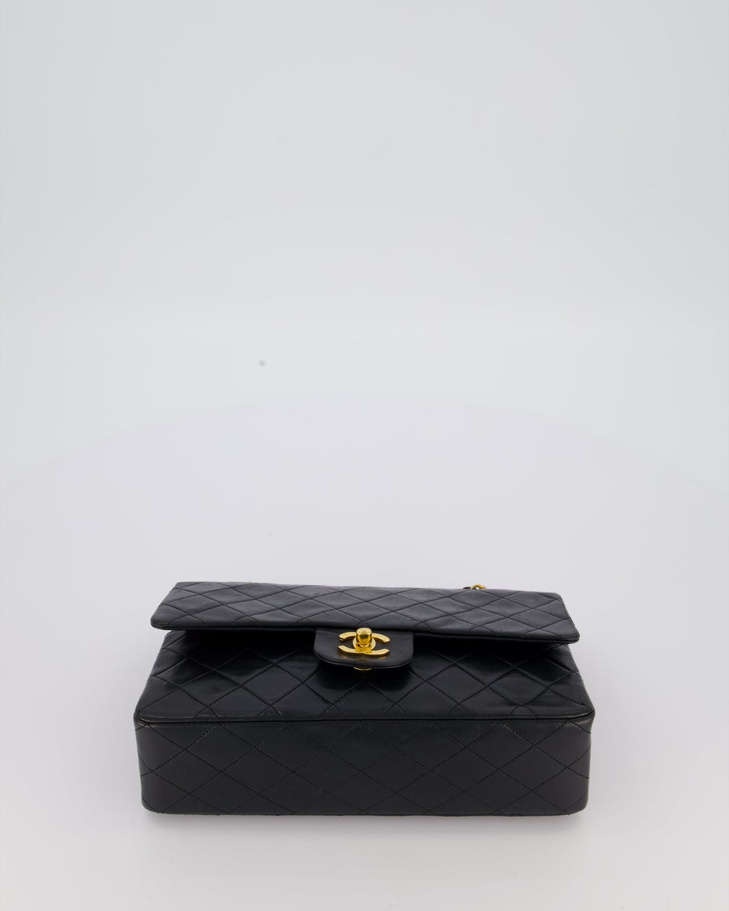 Chanel Vintage Black Medium Classic Double Flap Bag in Lambskin Leather with 24K Gold Hardware