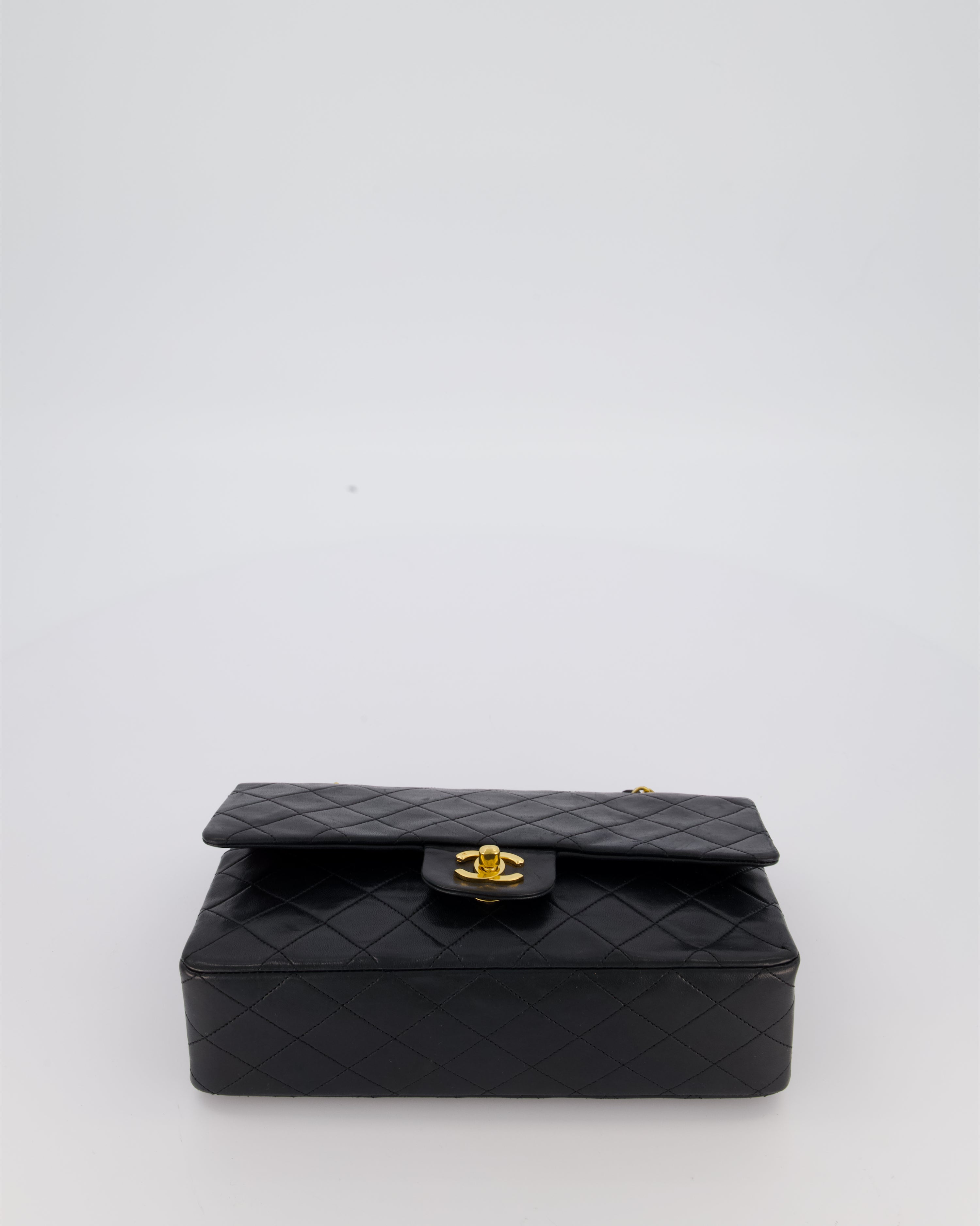 Chanel Vintage Black Medium Classic Double Flap Bag in Lambskin Leather with 24K Gold Hardware