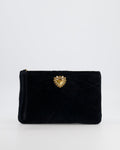 Dolce & Gabbana Black Velours Devotion Clutch Bag with Gold Heart Detail RRP £995