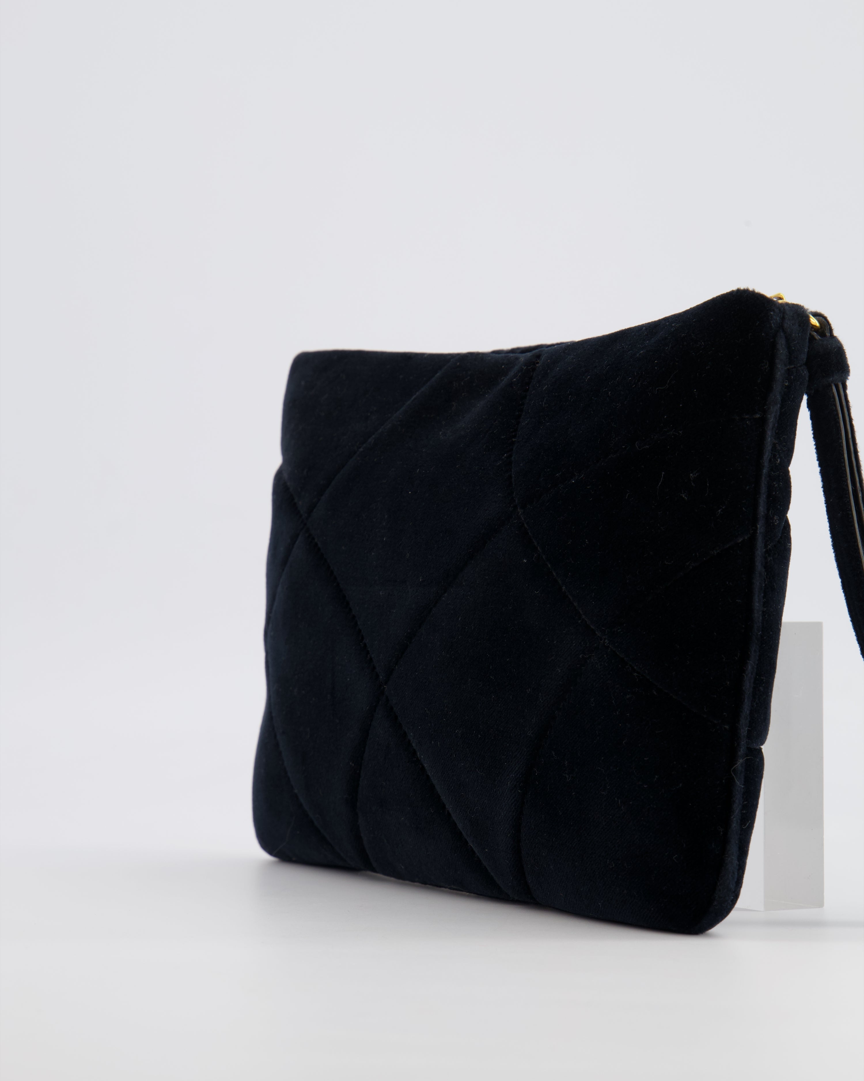 Dolce & Gabbana Black Velours Devotion Clutch Bag with Gold Heart Detail RRP £995