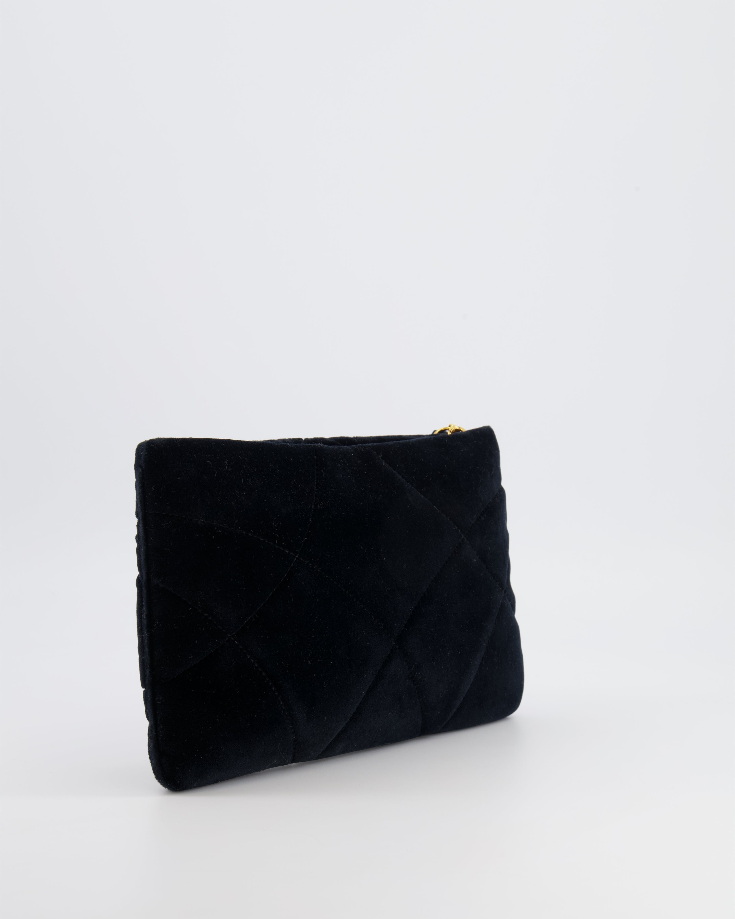Dolce & Gabbana Black Velours Devotion Clutch Bag with Gold Heart Detail RRP £995