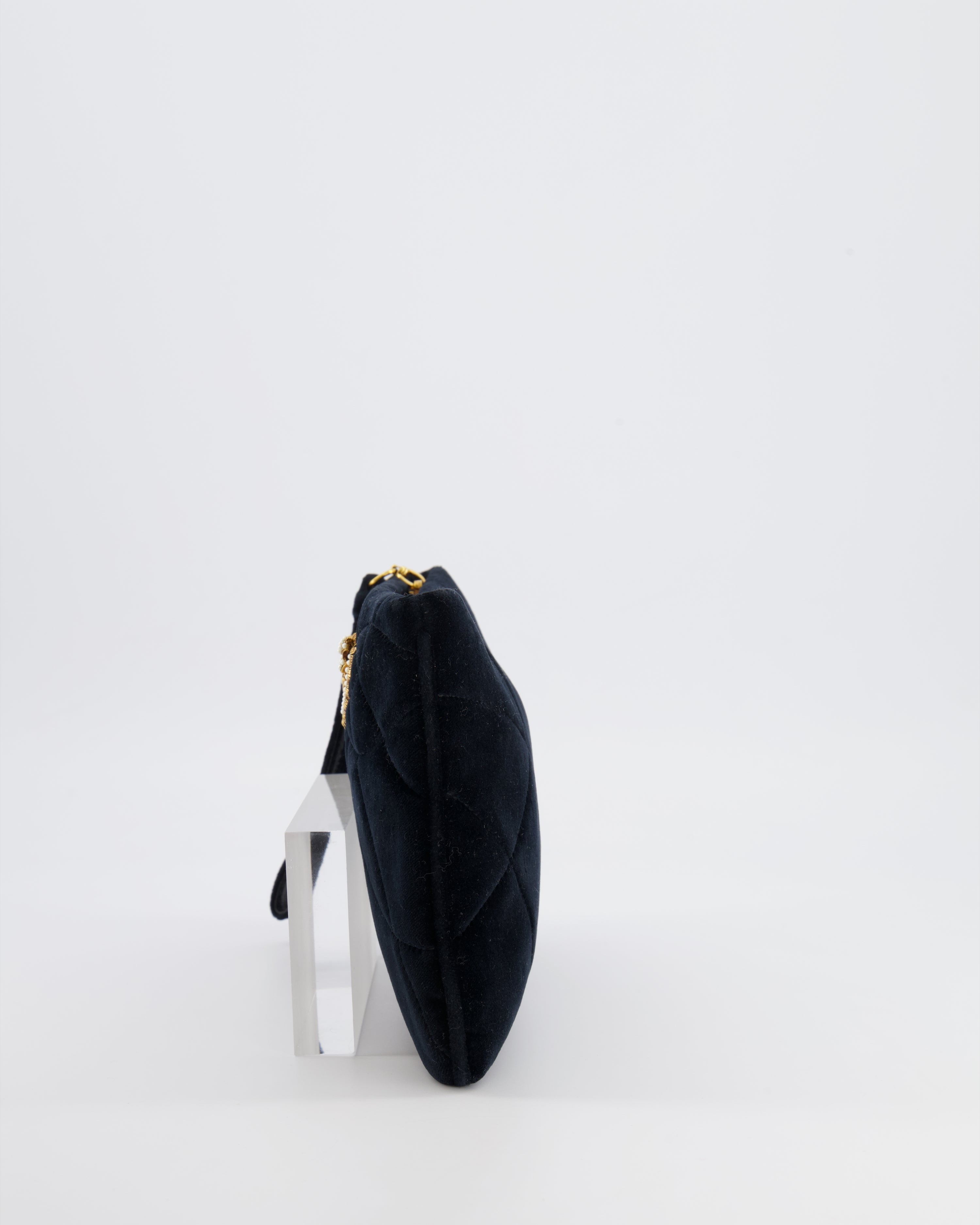Dolce & Gabbana Black Velours Devotion Clutch Bag with Gold Heart Detail RRP £995