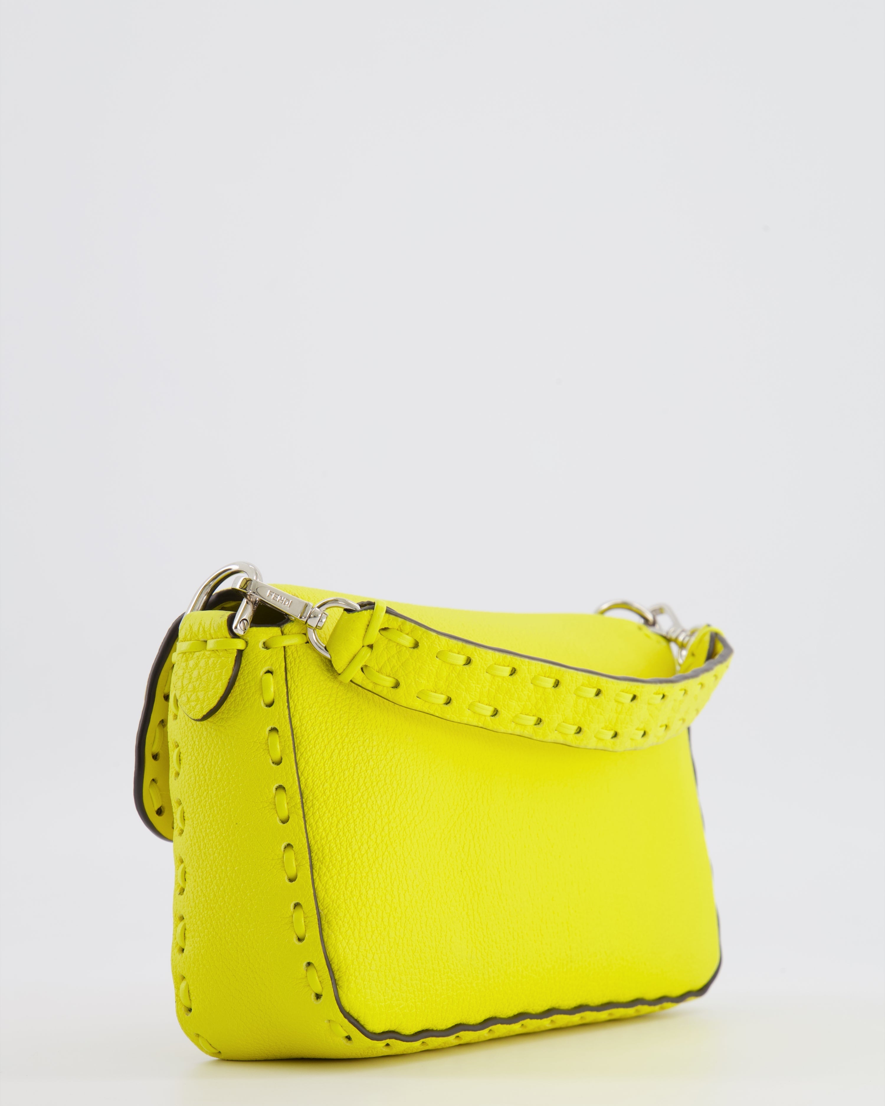 Fendi Yellow Leather Mini Baguette Bag with Silver Hardware RRP £2,000