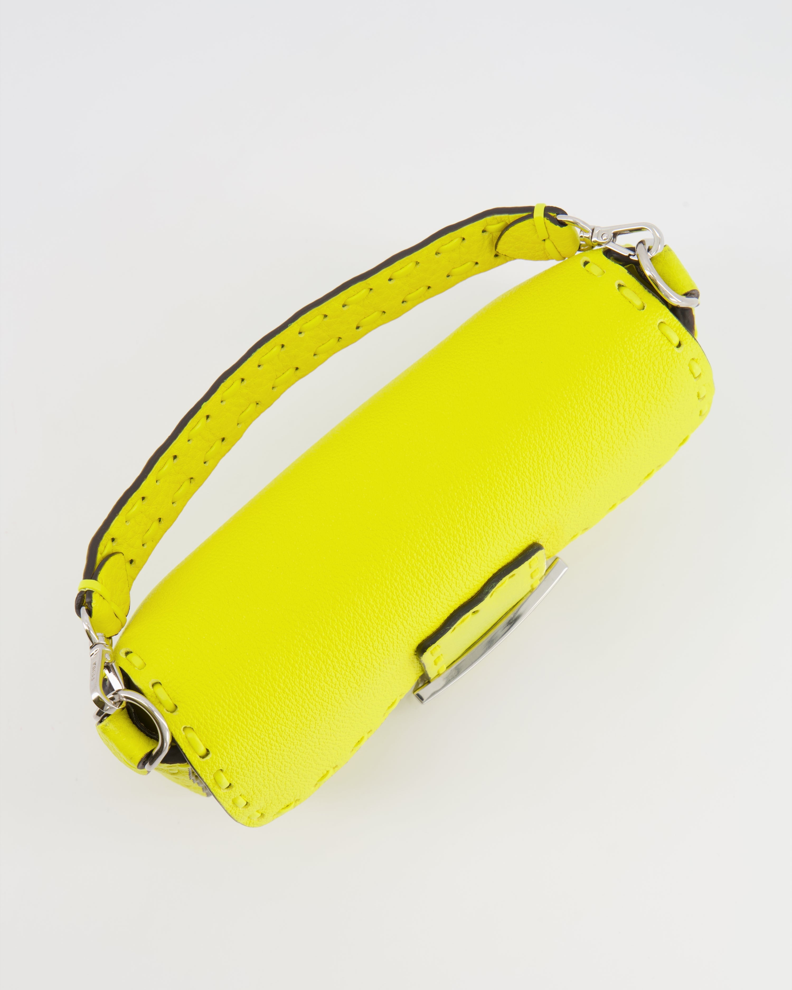 Fendi Yellow Leather Mini Baguette Bag with Silver Hardware RRP £2,000