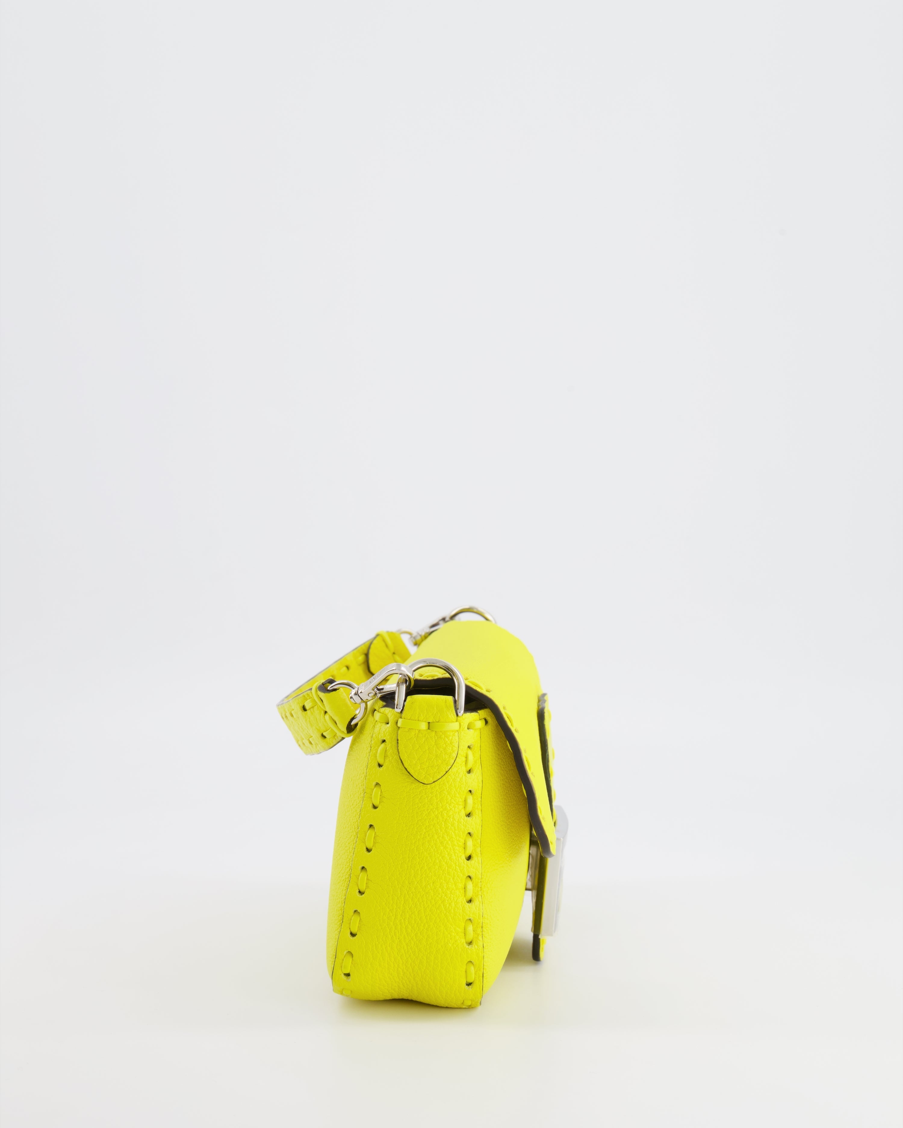 Fendi Yellow Leather Mini Baguette Bag with Silver Hardware RRP £2,000