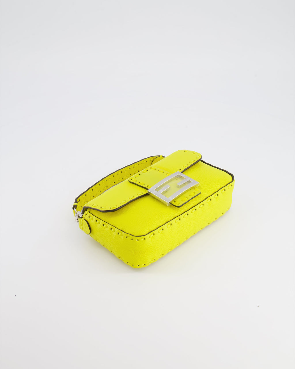 Fendi Yellow Leather Mini Baguette Bag with Silver Hardware RRP £2,000
