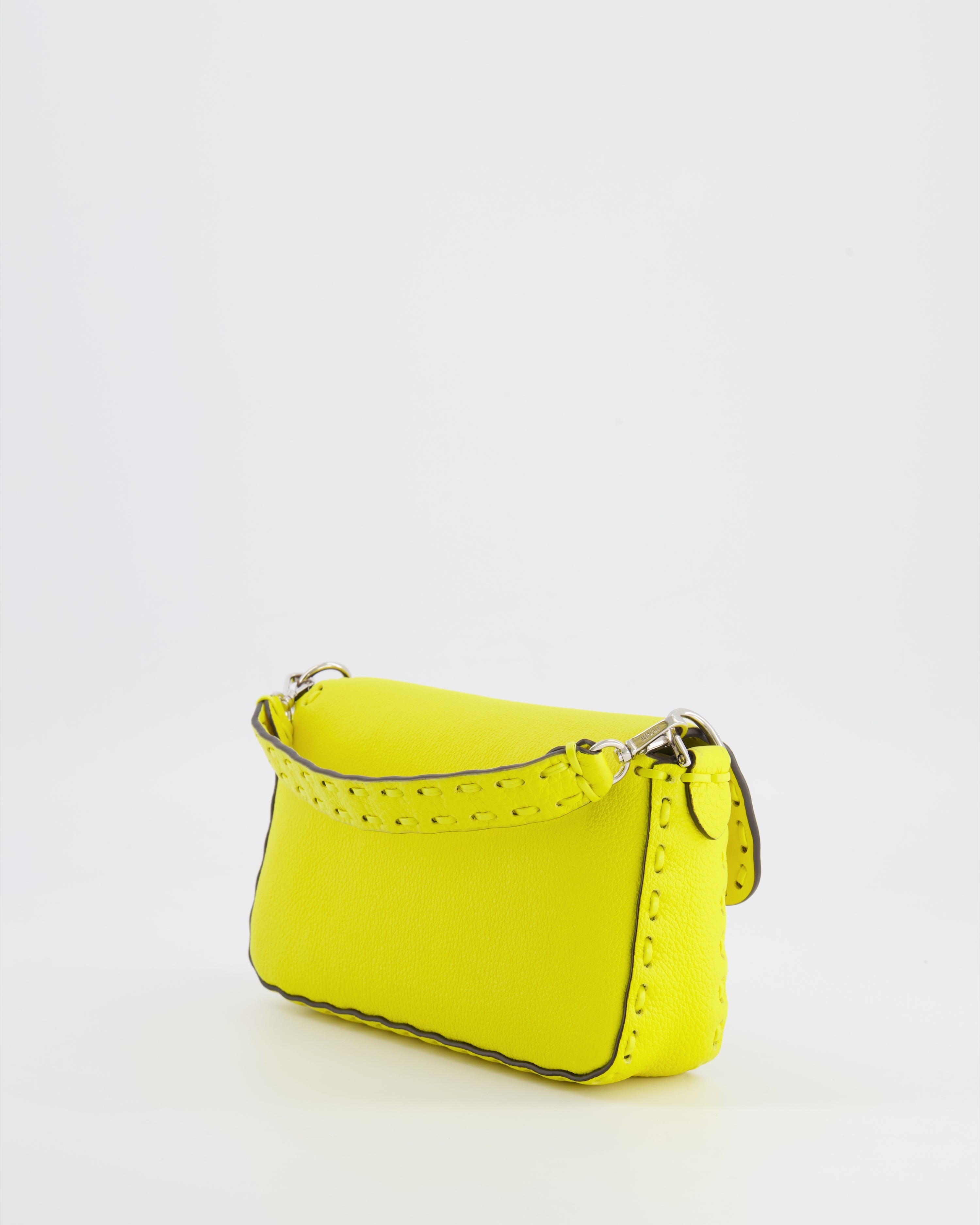 Fendi Yellow Leather Mini Baguette Bag with Silver Hardware RRP £2,000