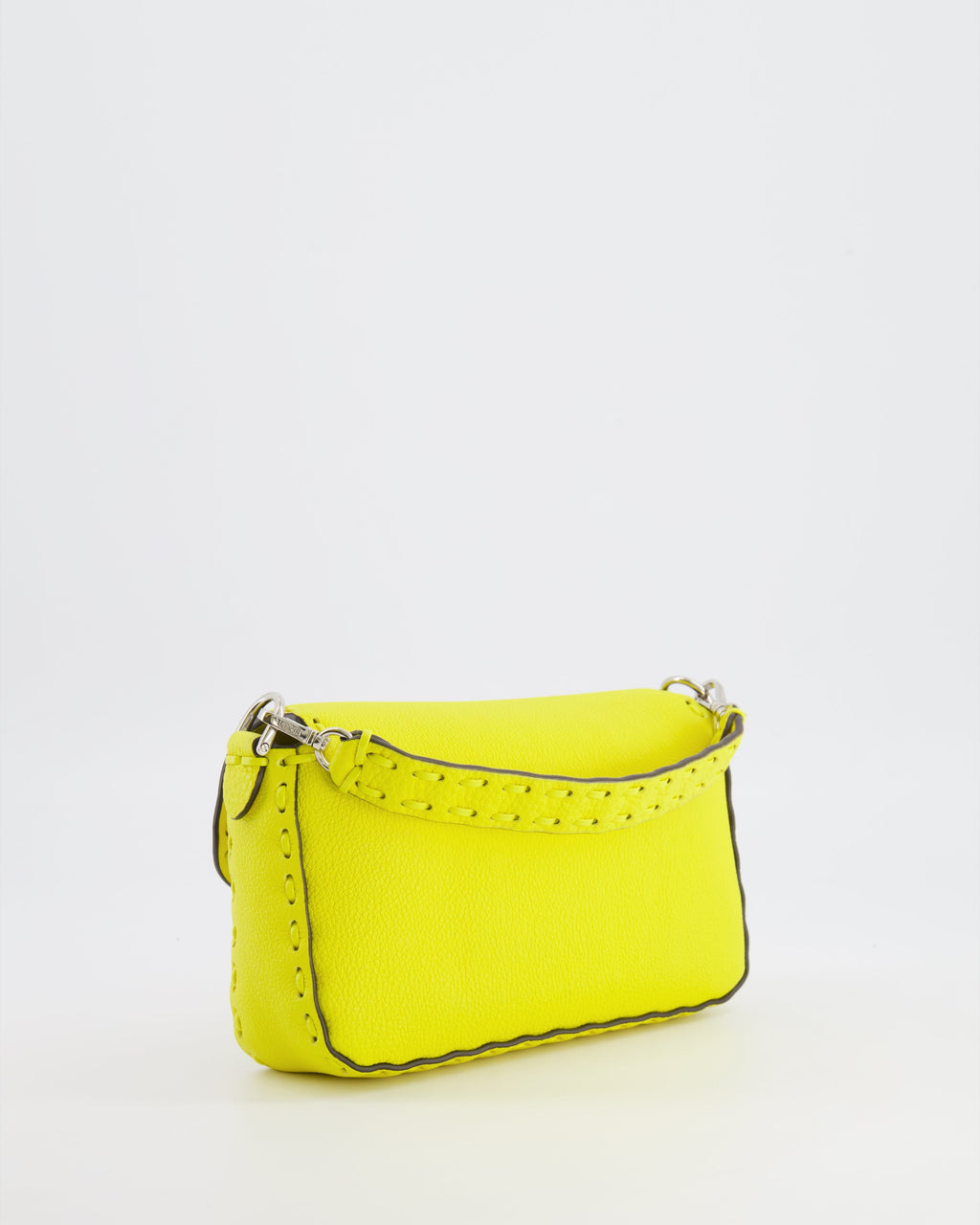 Fendi Yellow Leather Mini Baguette Bag with Silver Hardware RRP £2,000