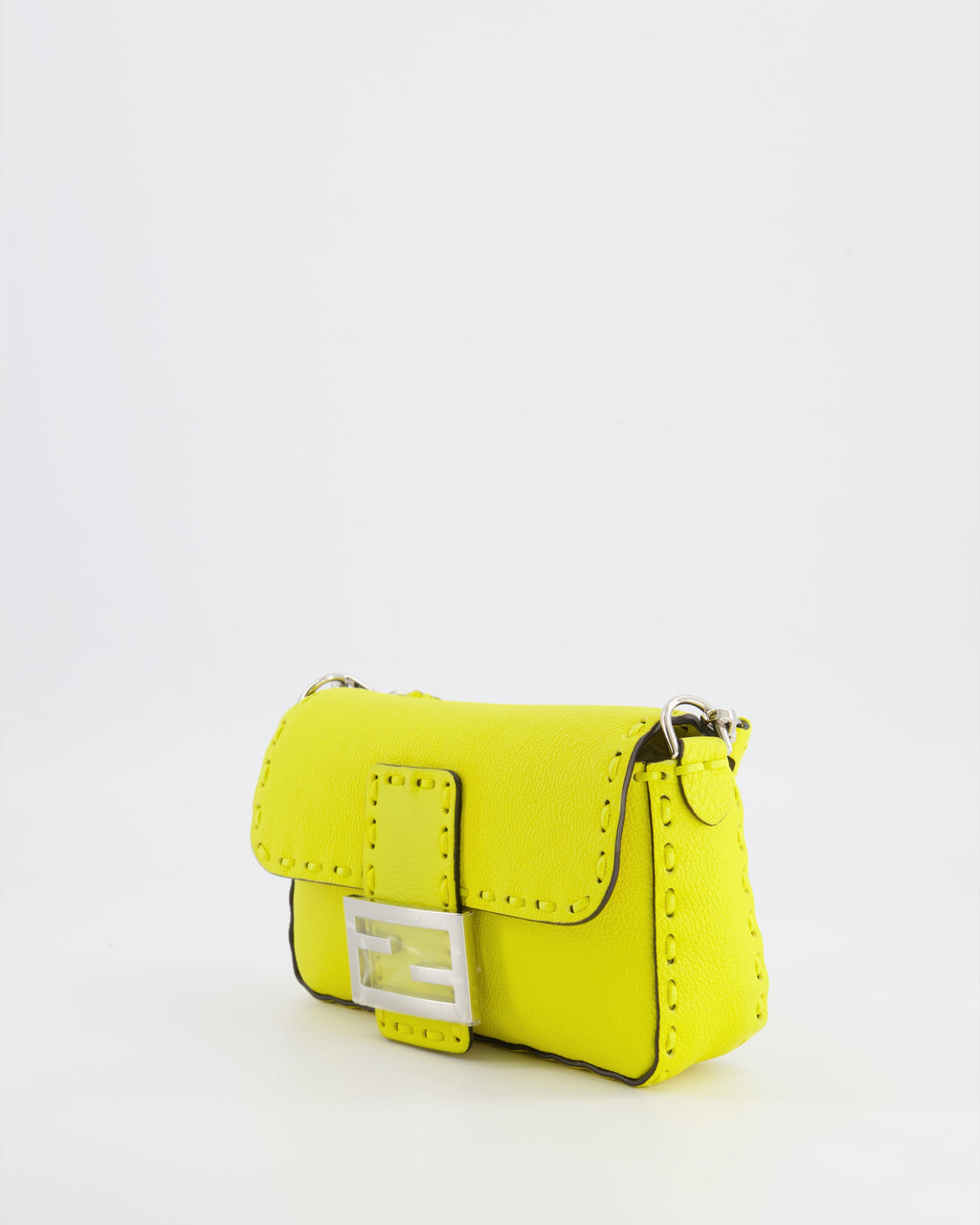 Fendi Yellow Leather Mini Baguette Bag with Silver Hardware RRP £2,000
