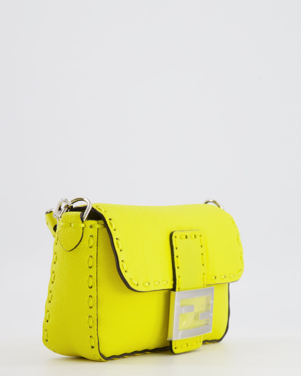 Fendi Yellow Leather Mini Baguette Bag with Silver Hardware RRP £2,000
