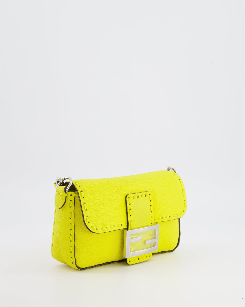 Fendi Yellow Leather Mini Baguette Bag with Silver Hardware RRP £2,000