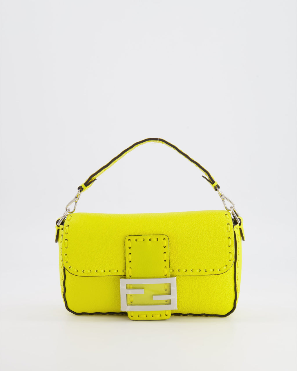 Fendi Yellow Leather Mini Baguette Bag with Silver Hardware RRP £2,000