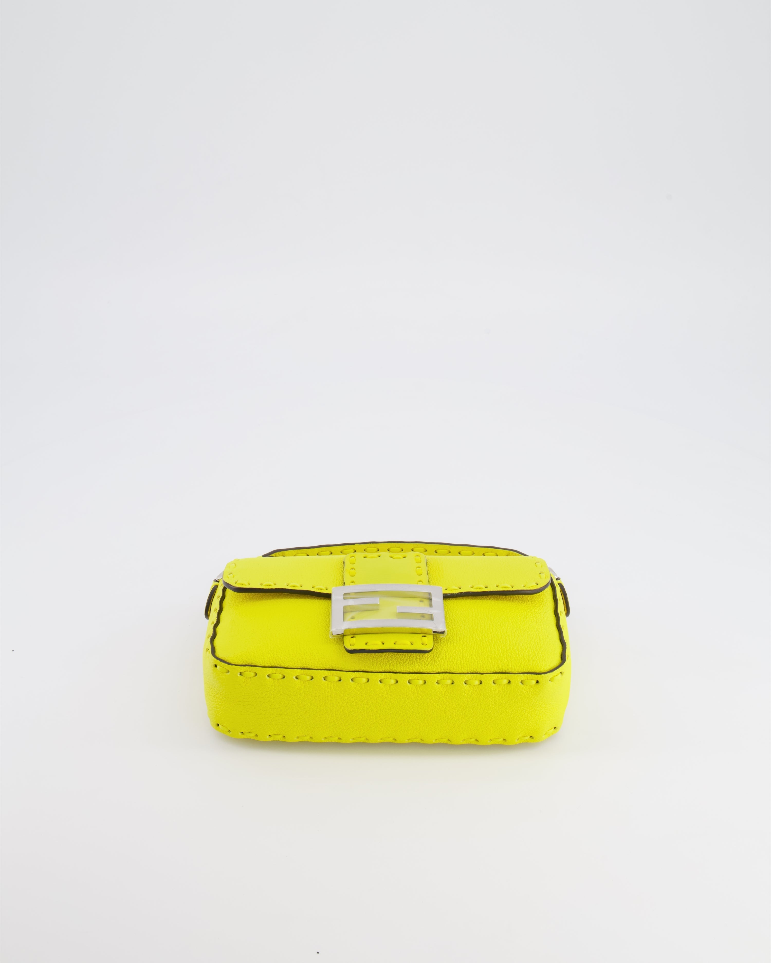 Fendi Yellow Leather Mini Baguette Bag with Silver Hardware RRP £2,000