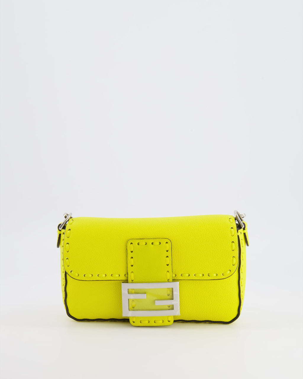 Fendi Yellow Leather Mini Baguette Bag with Silver Hardware RRP £2,000