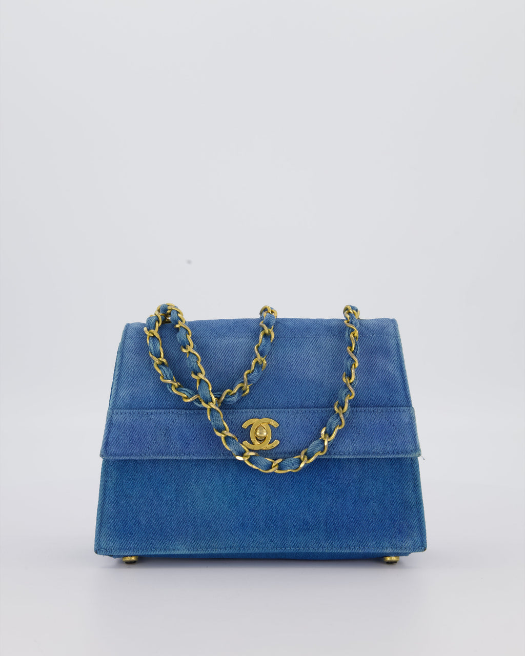 *SUPER RARE* Chanel Vintage Denim Straight Flap Bag with 24K Gold Hardware