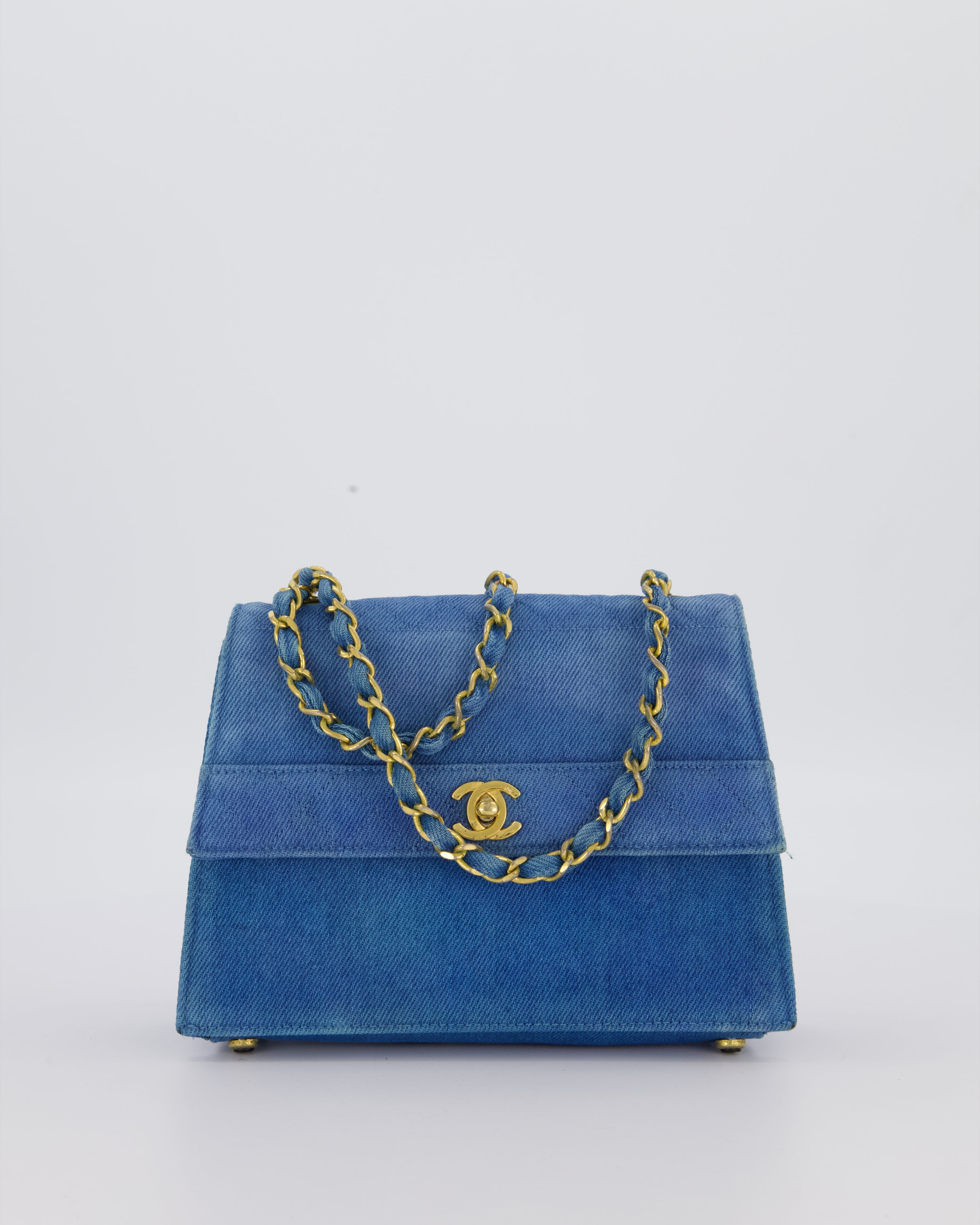 *SUPER RARE* Chanel Vintage Denim Straight Flap Bag with 24K Gold Hardware