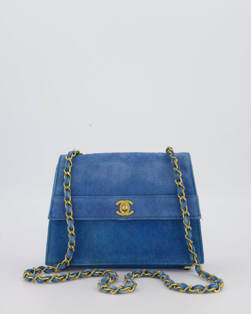 *SUPER RARE* Chanel Vintage Denim Straight Flap Bag with 24K Gold Hardware