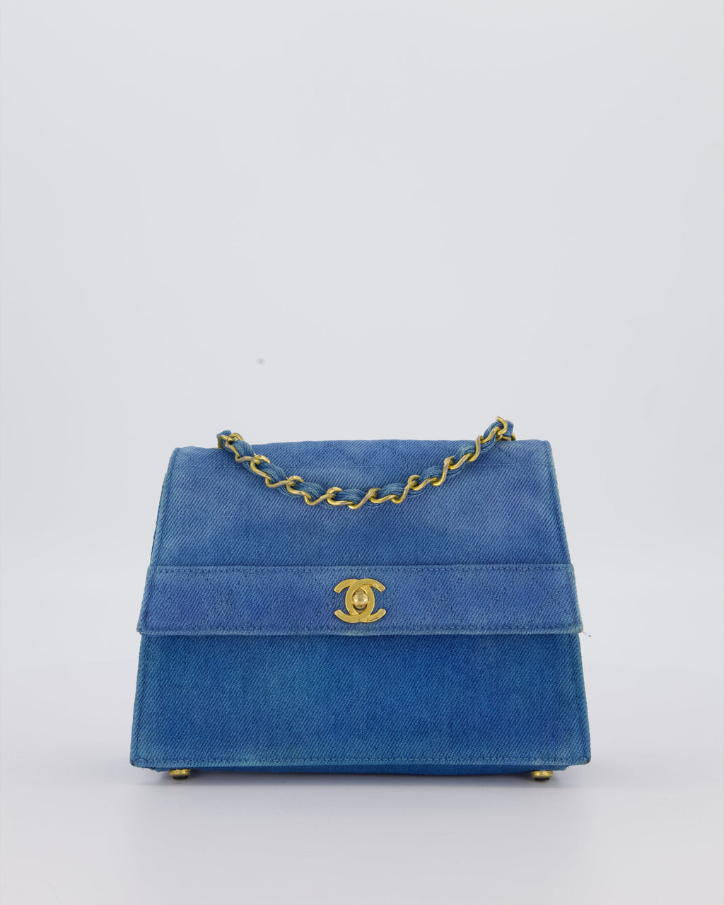 *SUPER RARE* Chanel Vintage Denim Straight Flap Bag with 24K Gold Hardware