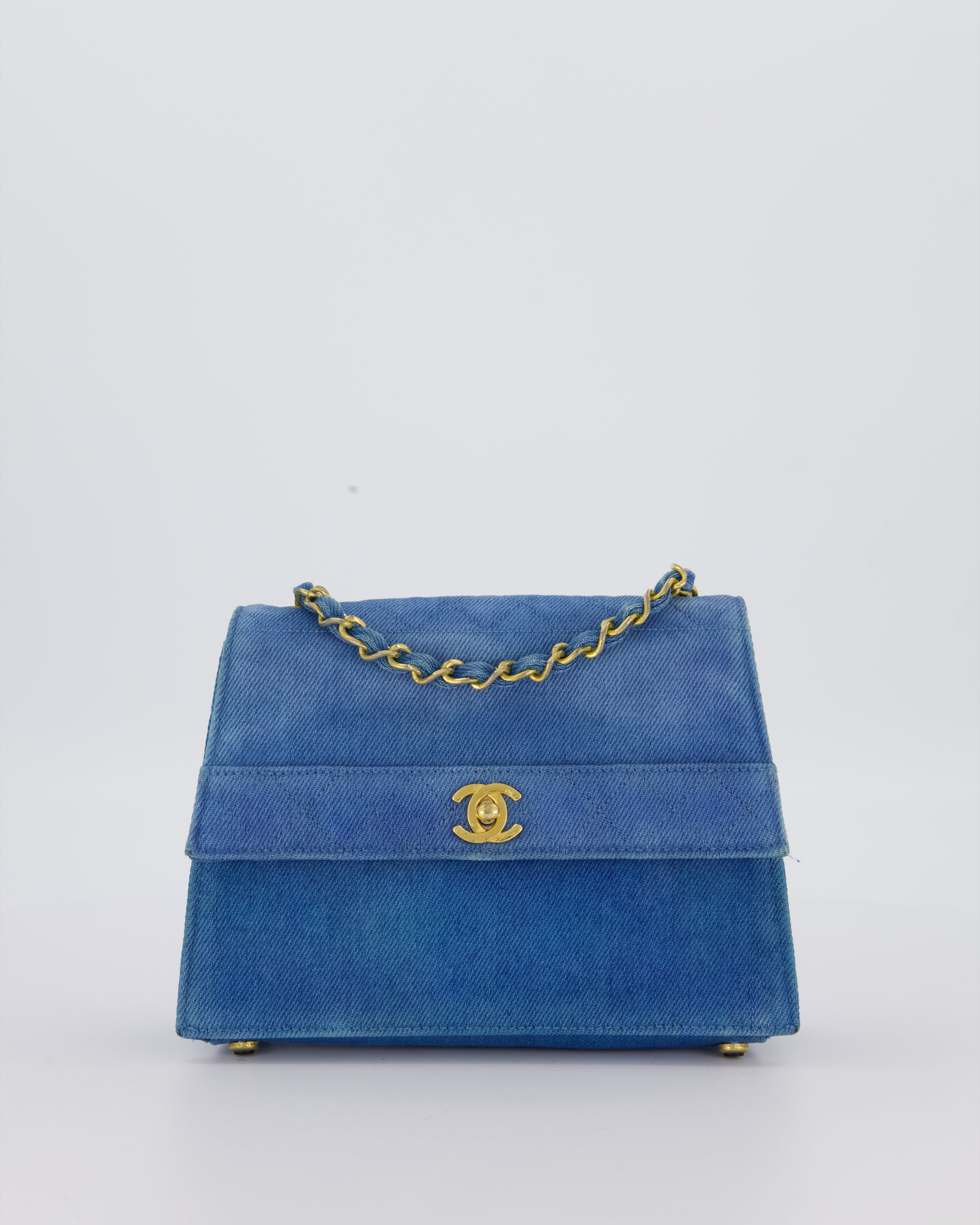 *SUPER RARE* Chanel Vintage Denim Straight Flap Bag with 24K Gold Hardware