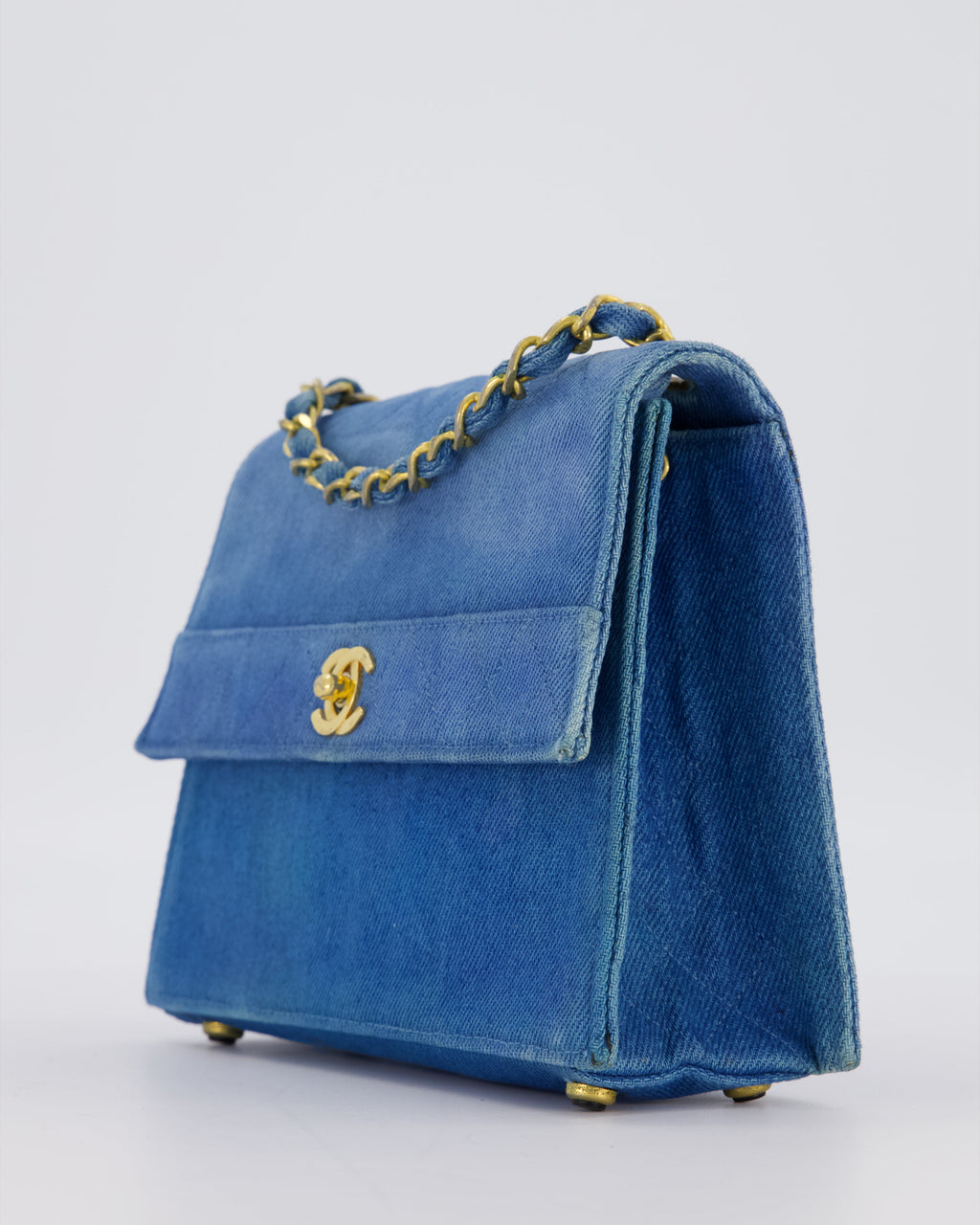 *SUPER RARE* Chanel Vintage Denim Straight Flap Bag with 24K Gold Hardware
