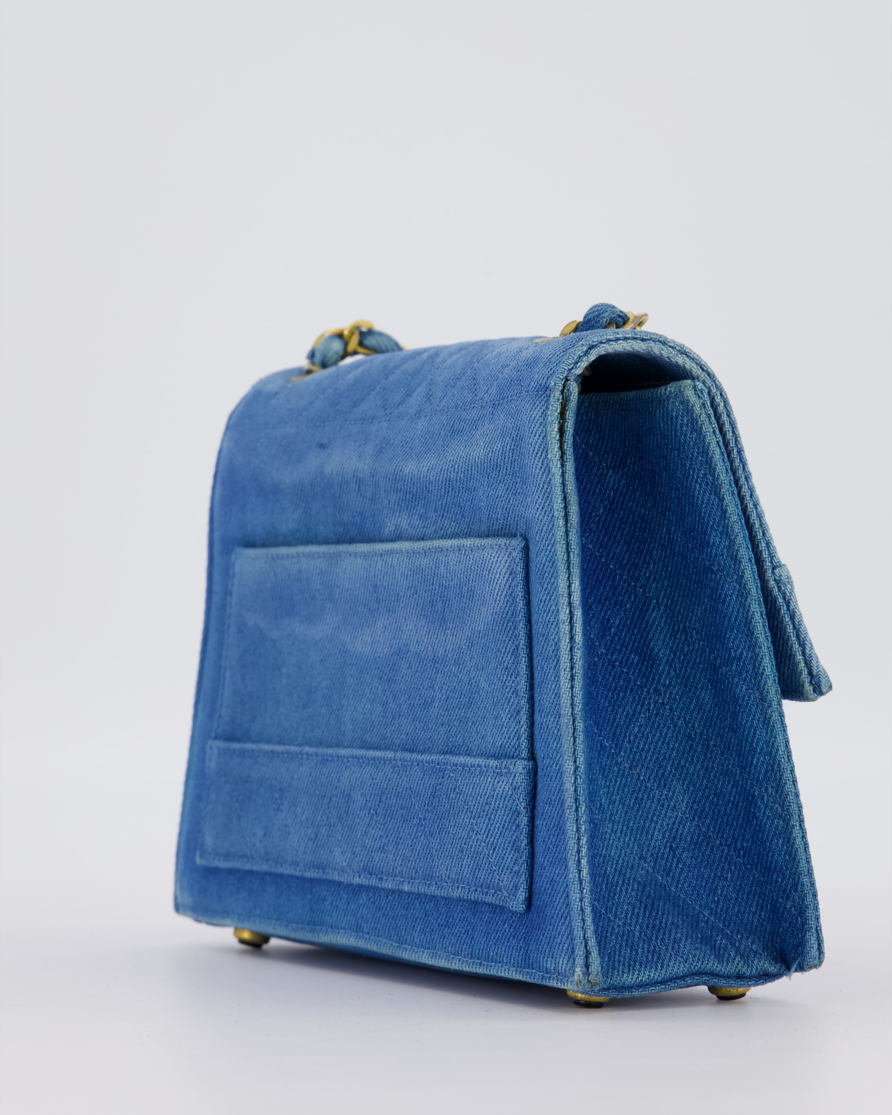 *SUPER RARE* Chanel Vintage Denim Straight Flap Bag with 24K Gold Hardware